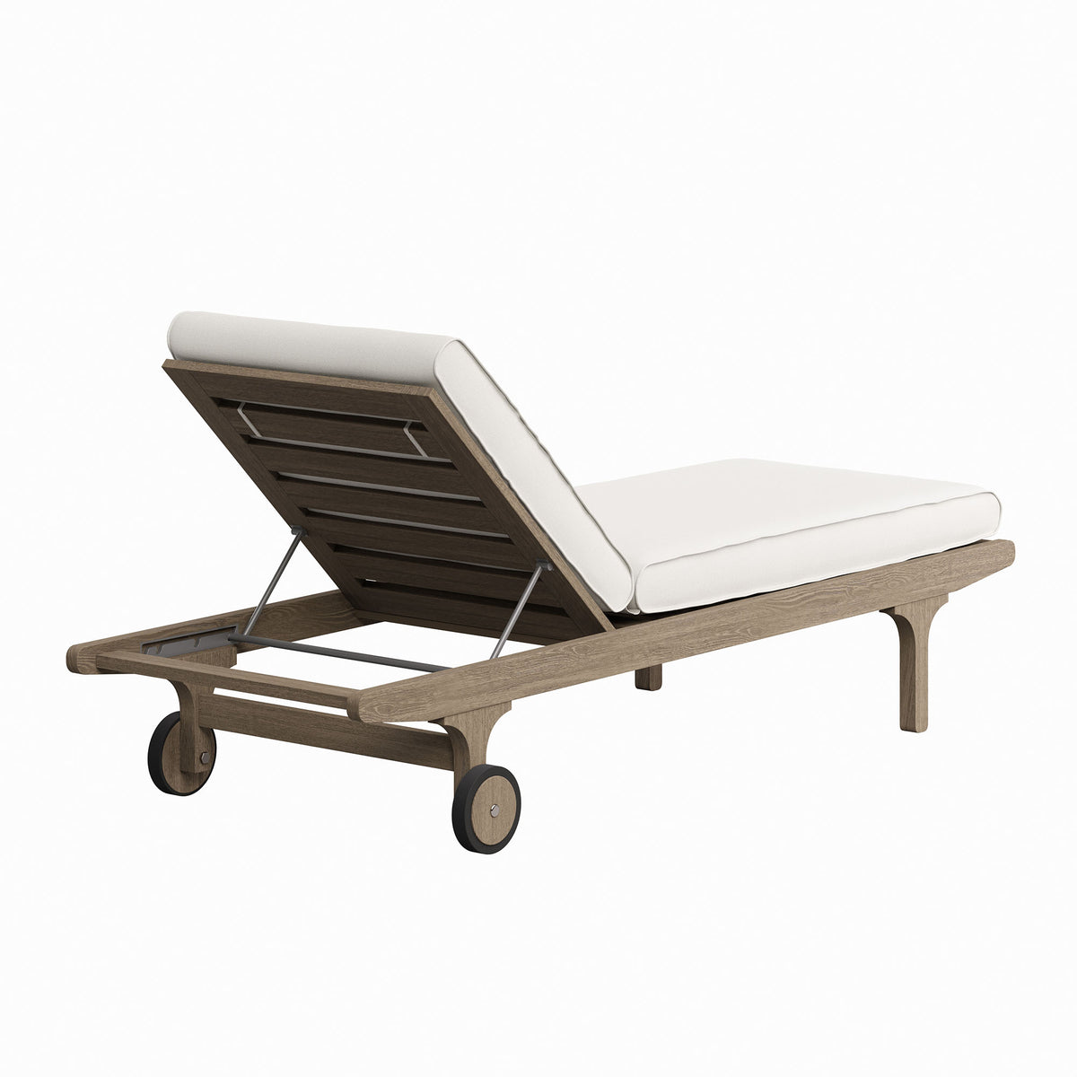 Saratoga Outdoor Patio Teak Chaise Lounge Chair, Weathered Gray