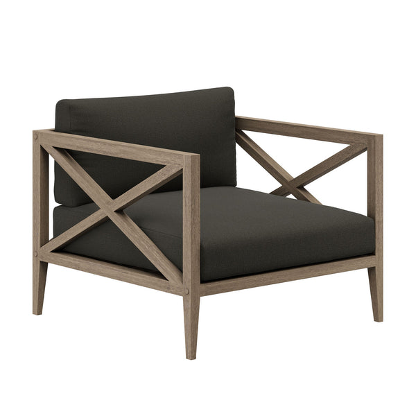 Northlake Outdoor Patio Teak Armchair, Flint Gray