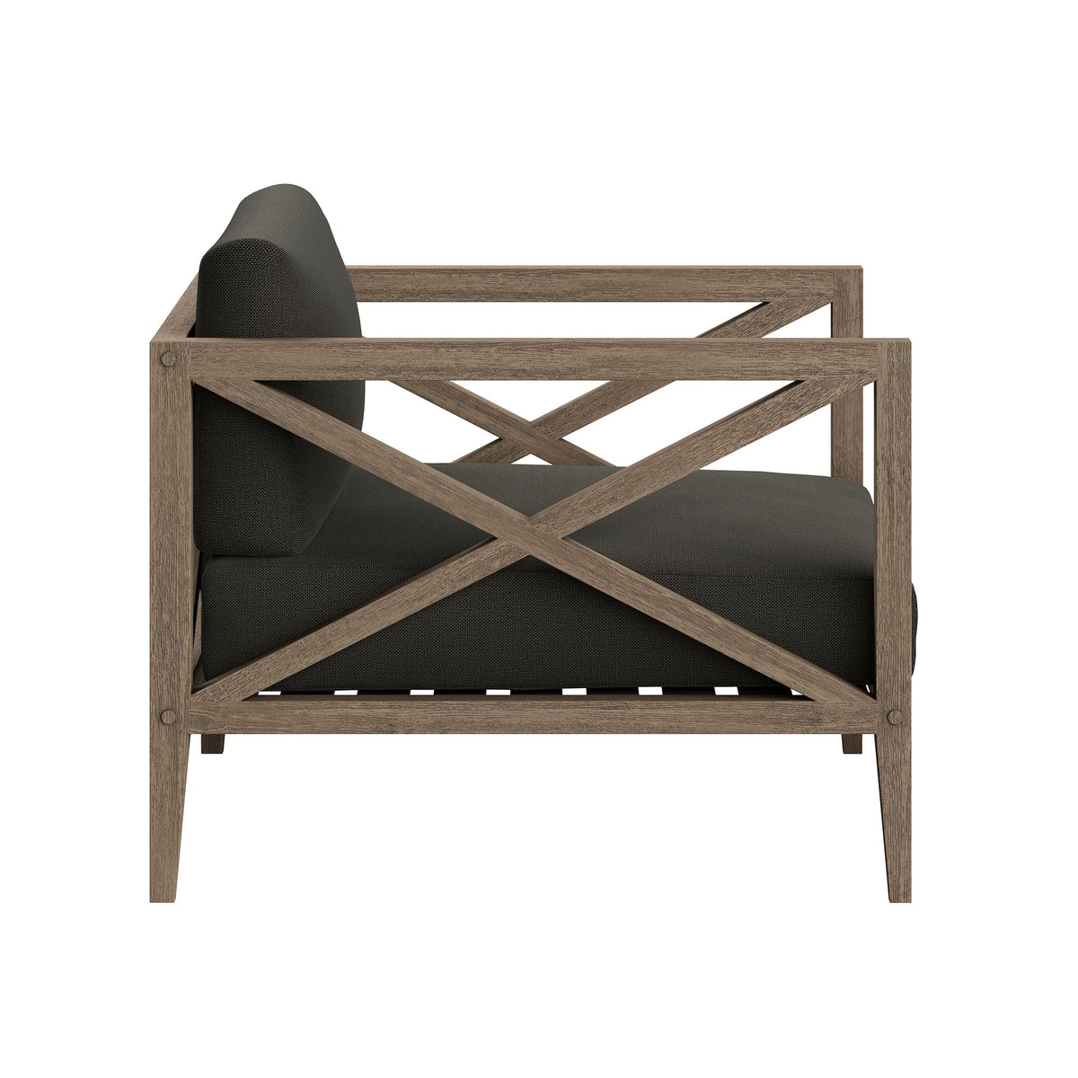 Northlake 3-Piece Outdoor Patio Teak Wood Furniture Set with Armchair and Side Table, Flint Gray
