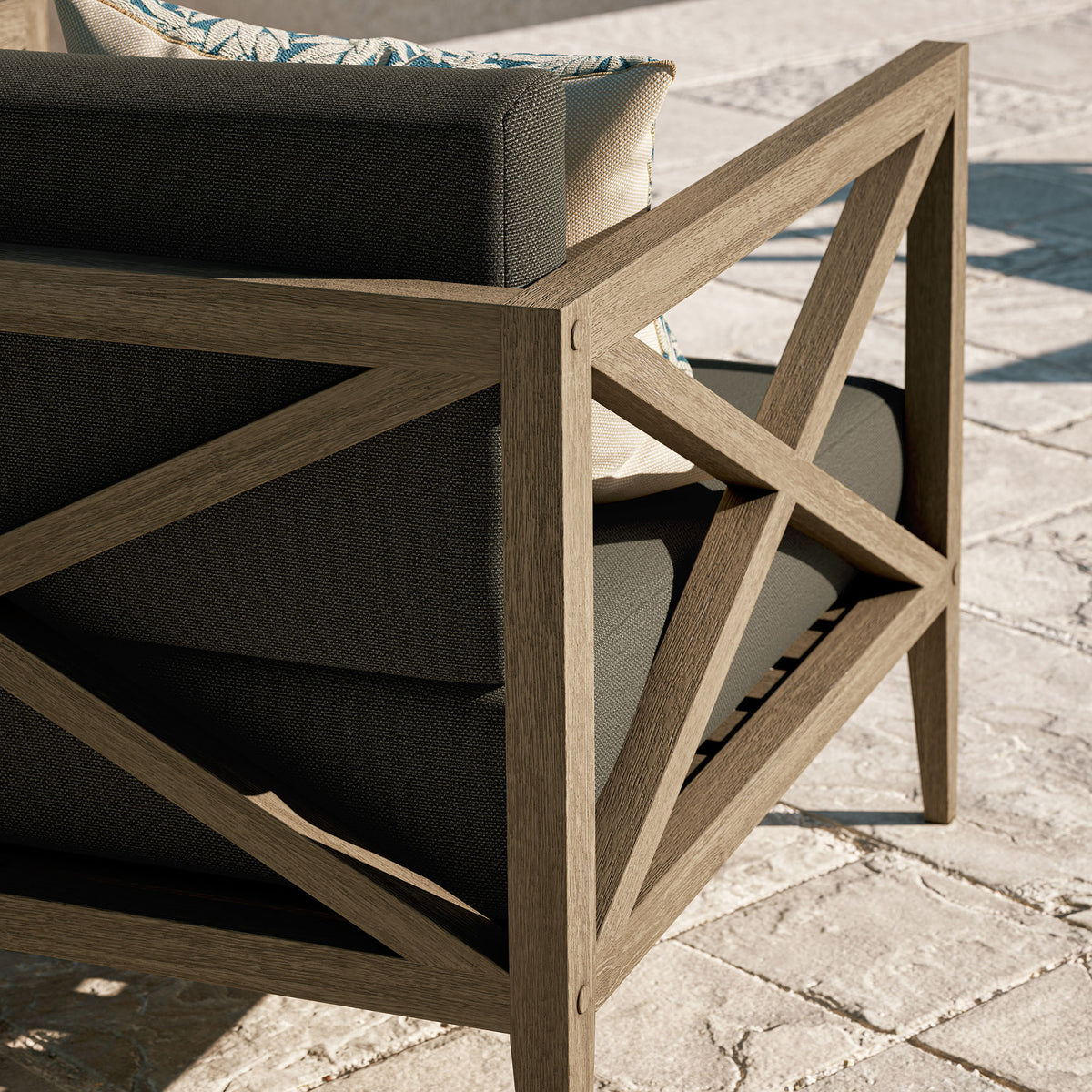 Northlake Outdoor Patio Teak Armchair, Flint Gray
