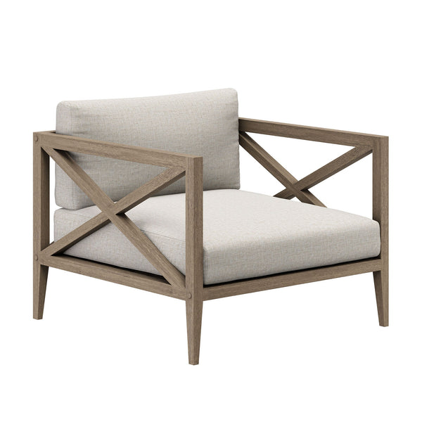 Northlake Outdoor Patio Teak Armchair, Pebble