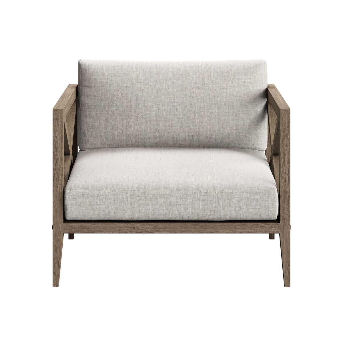 Northlake 3-Piece Outdoor Patio Teak Wood Furniture Set with Armchair and Side Table, Pebble