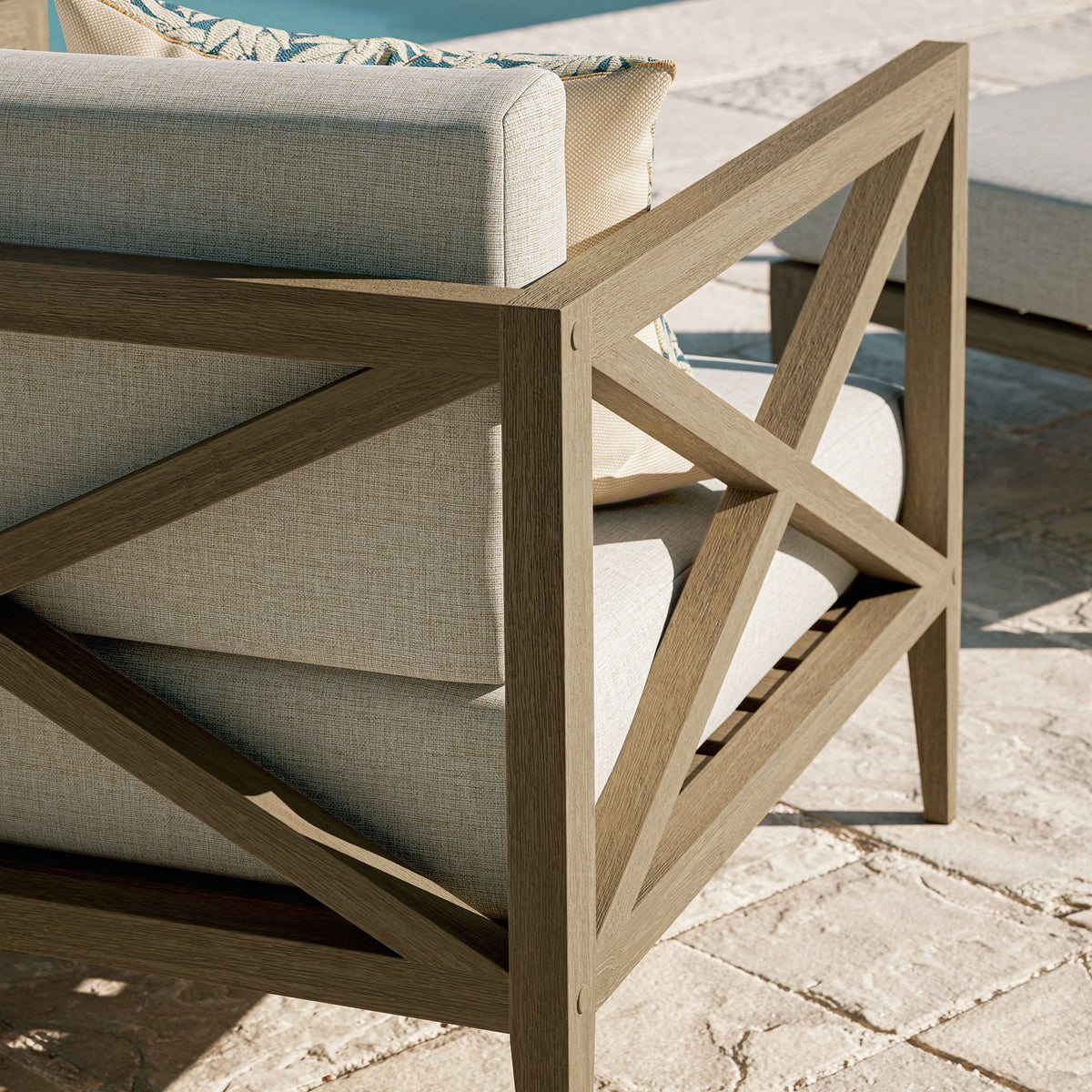 Northlake Outdoor Patio Teak Armchair, Pebble