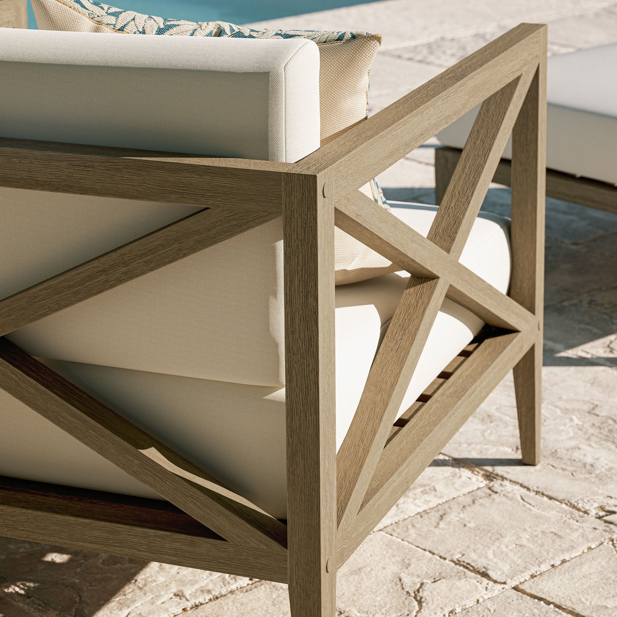 Northlake Outdoor Patio Teak Armchair, Weathered Gray