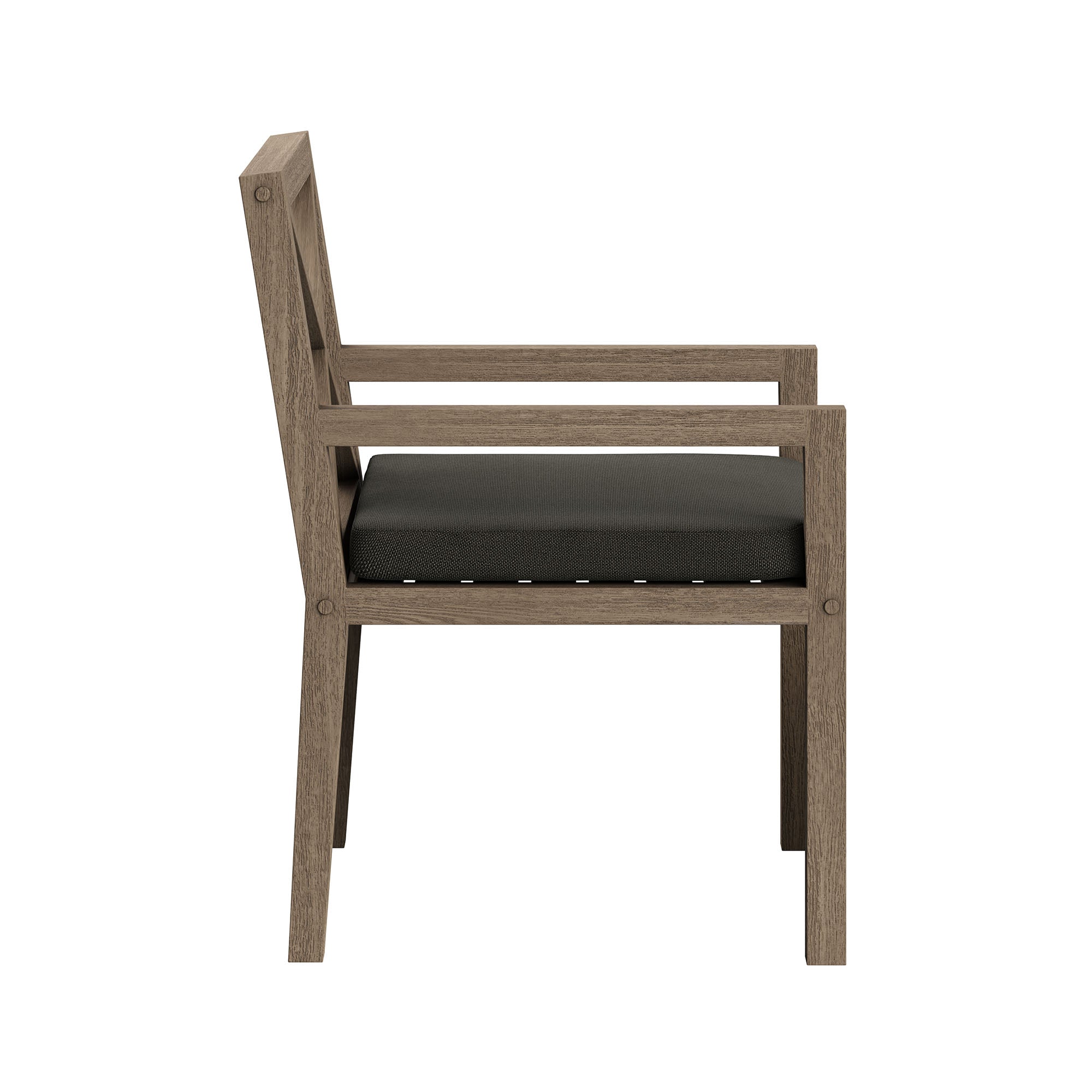 Northlake Outdoor Patio Teak Dining Armchair, Flint Gray