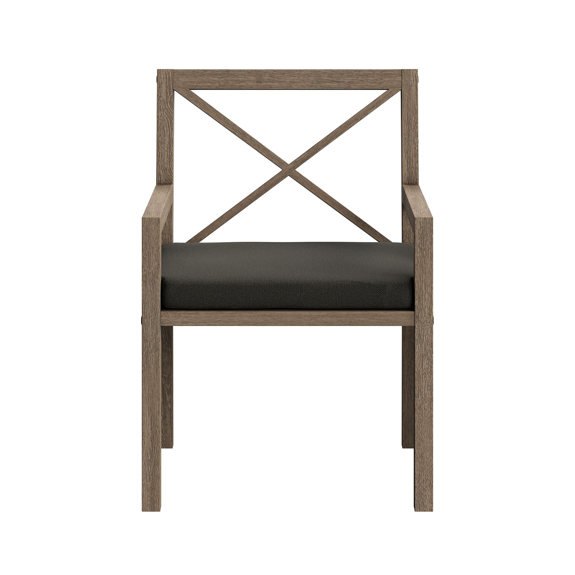 Northlake Outdoor Patio Teak Dining Armchair, Flint Gray