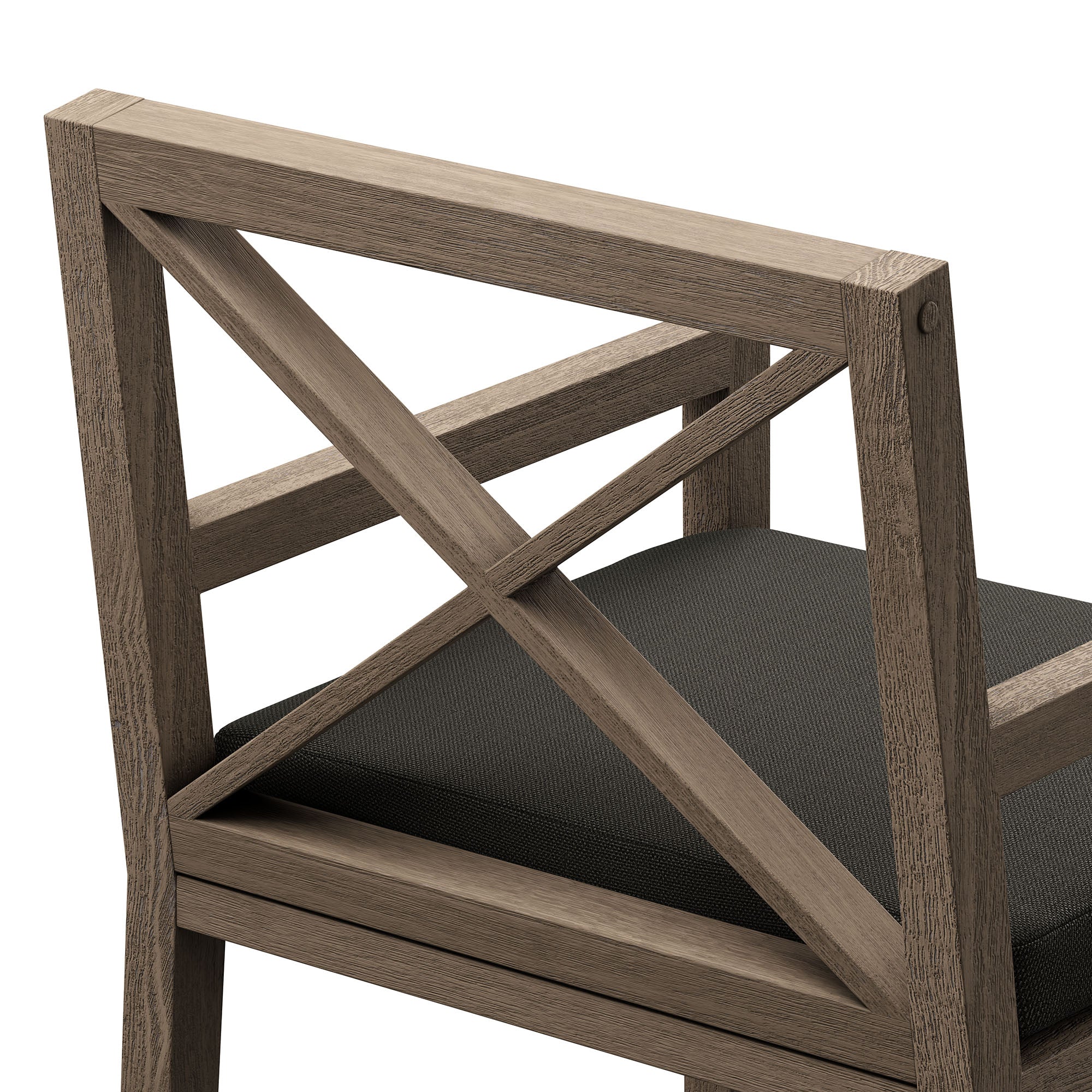 Northlake Outdoor Patio Teak Dining Armchair, Flint Gray