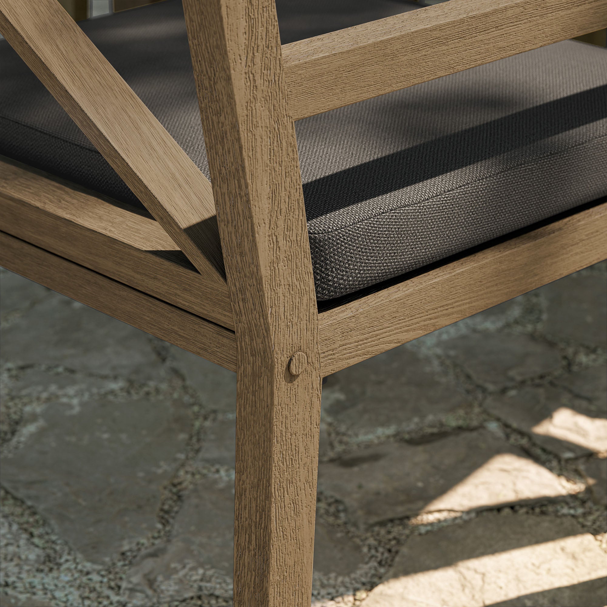 Northlake Outdoor Patio Teak Dining Armchair, Flint Gray