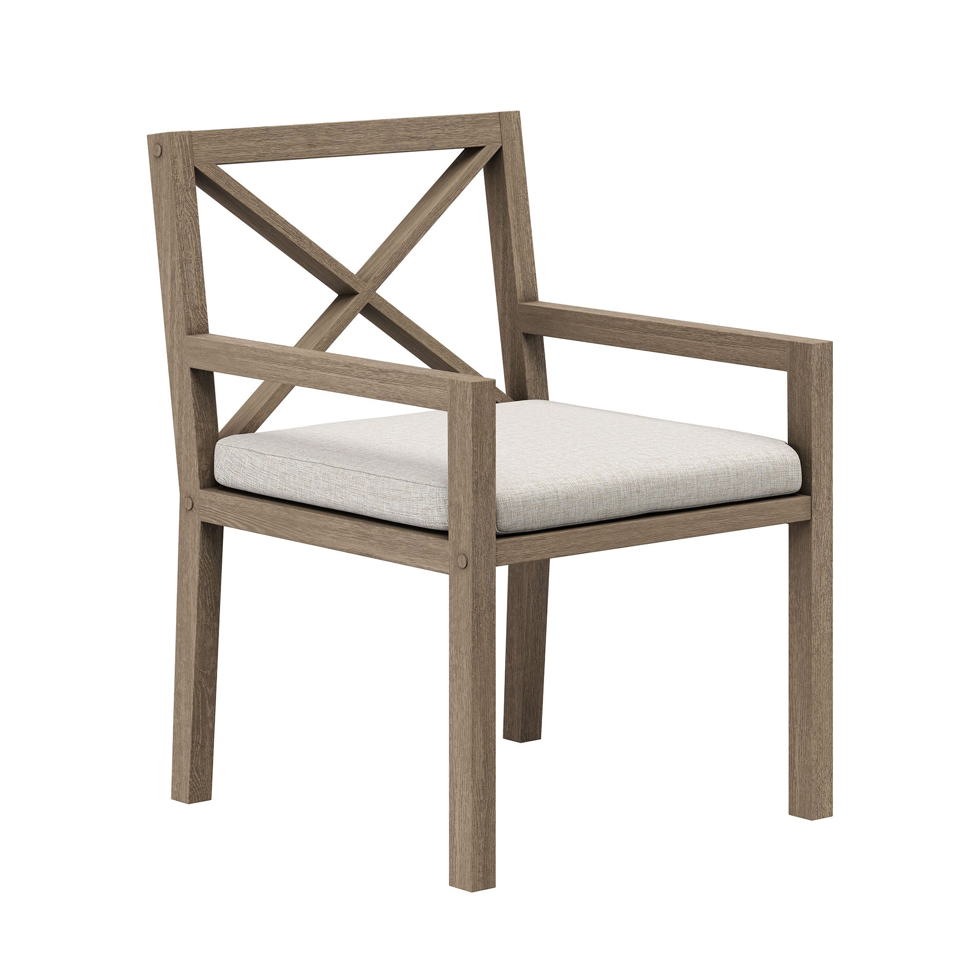 Northlake Outdoor Patio Teak Dining Armchair, Pebble