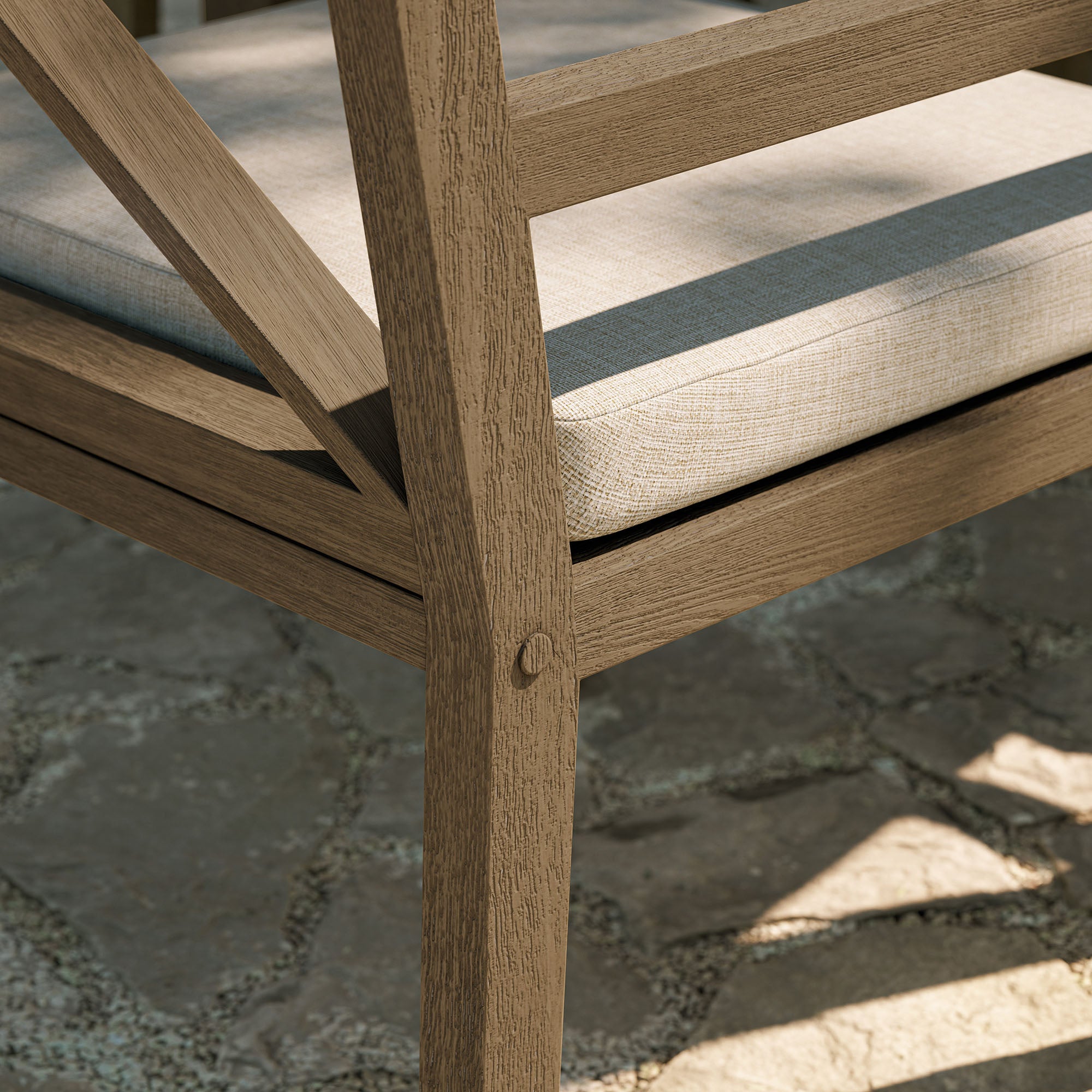 Northlake Outdoor Patio Teak Dining Armchair, Pebble