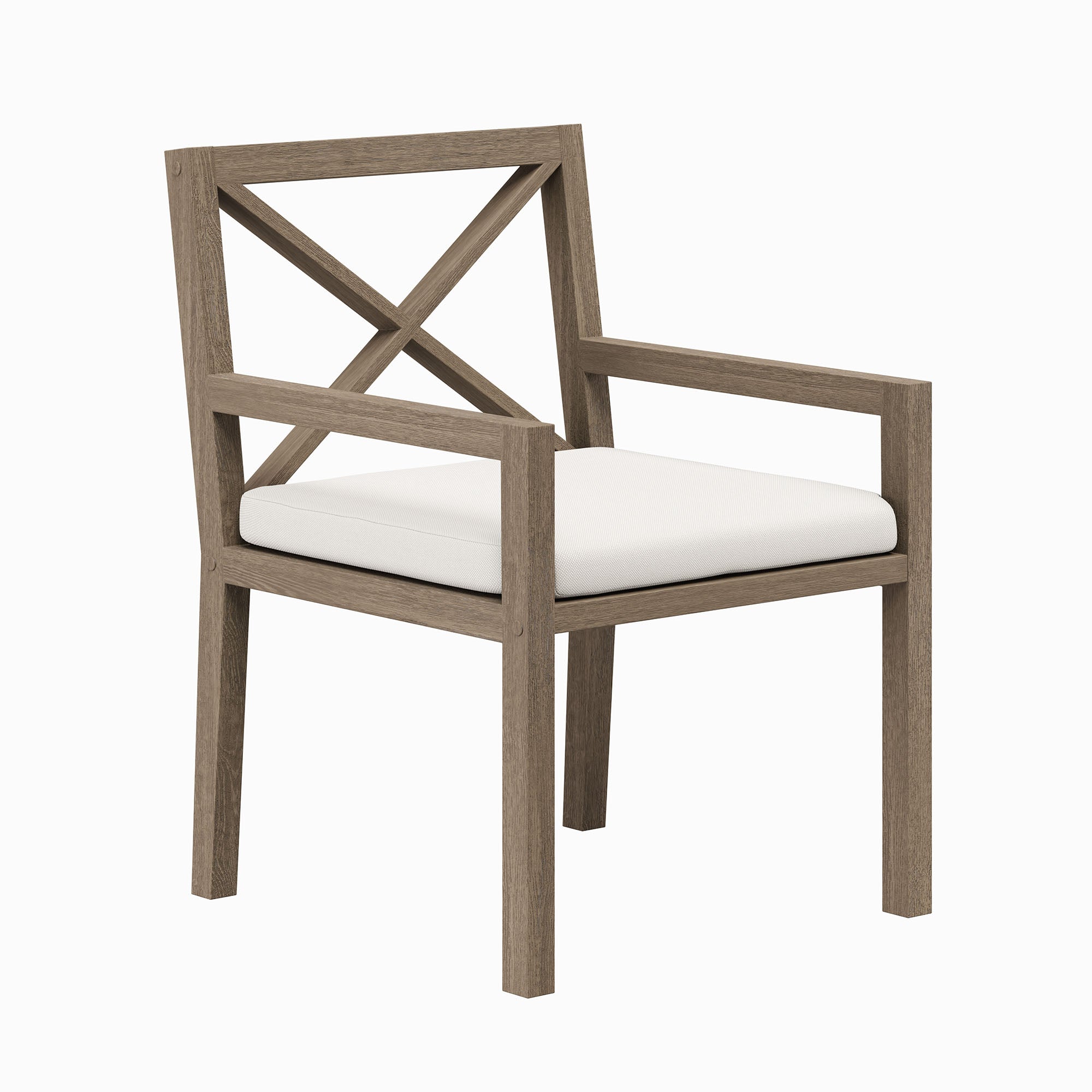 Northlake Outdoor Patio Teak Dining Armchair, Weathered Gray
