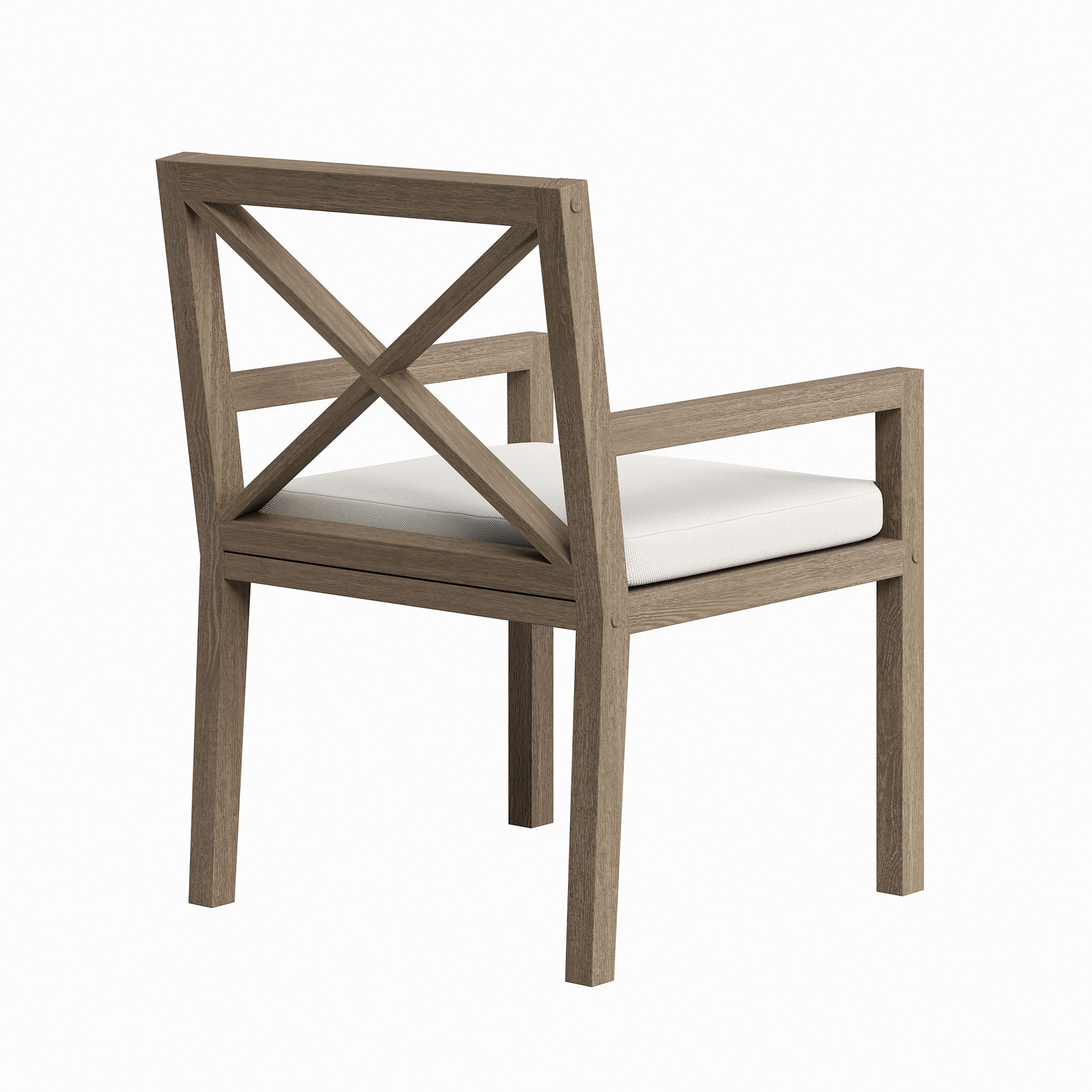 Northlake Outdoor Patio Teak Dining Armchair, Weathered Gray