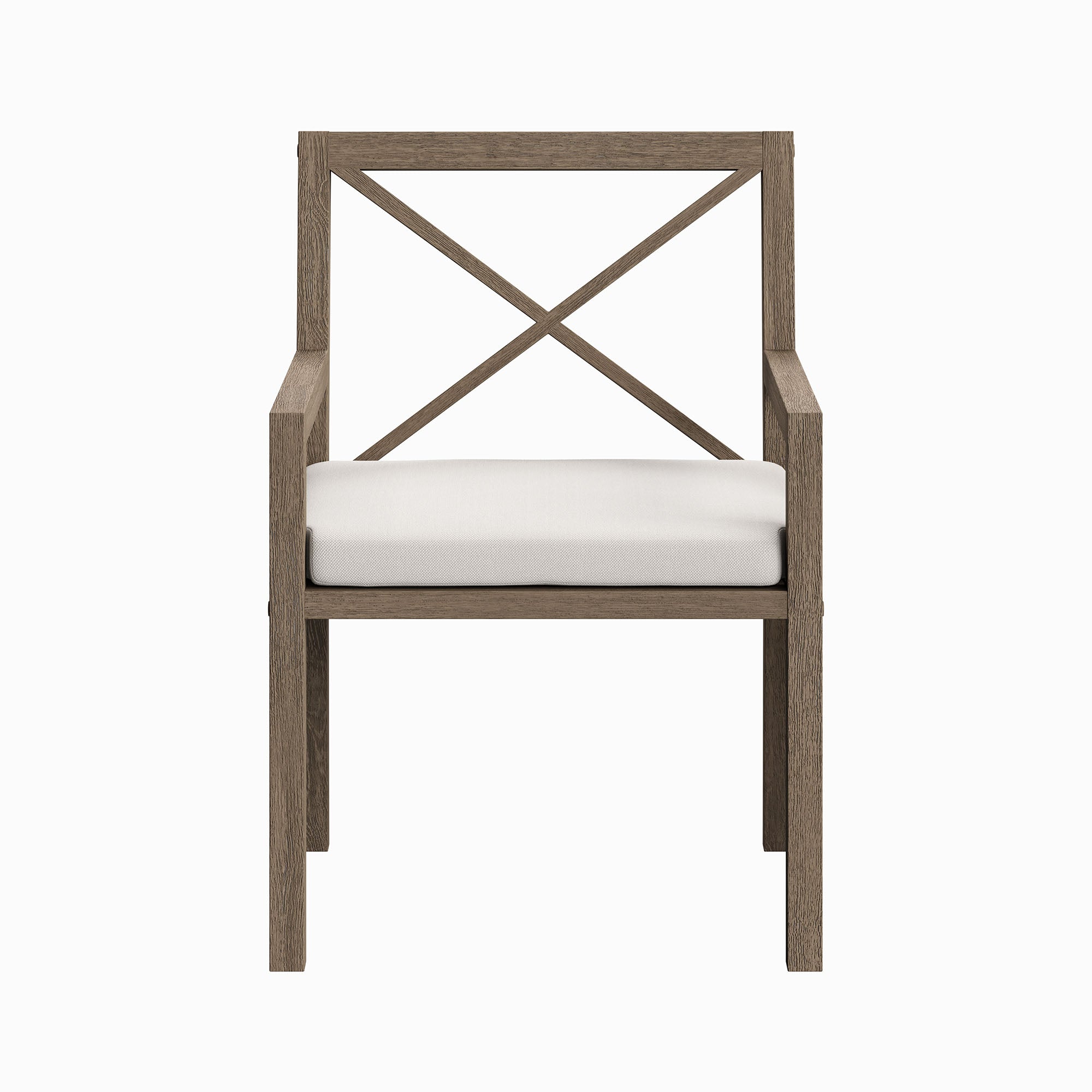 Northlake Outdoor Patio Teak Dining Armchair, Weathered Gray