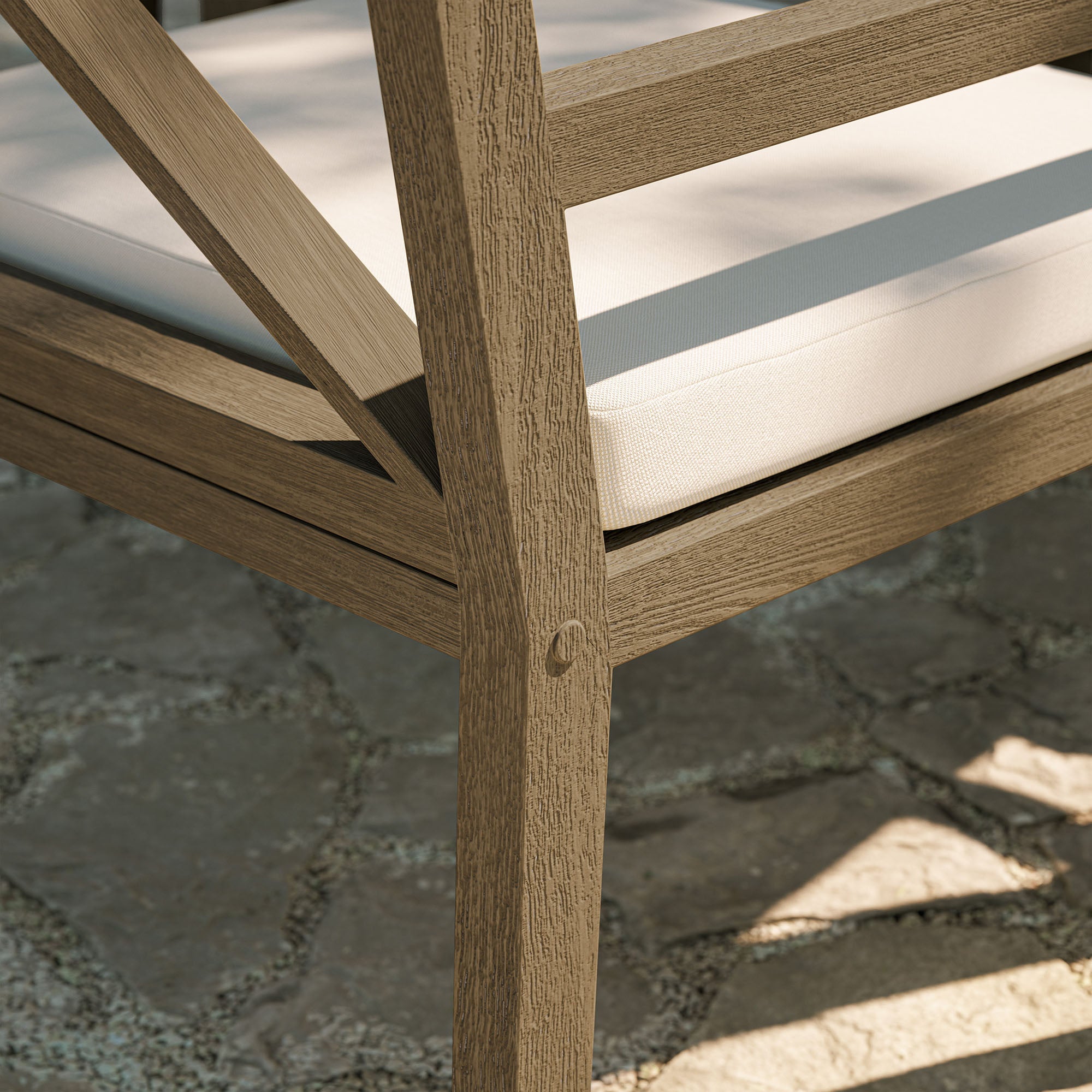 Northlake Outdoor Patio Teak Dining Armchair, Weathered Gray