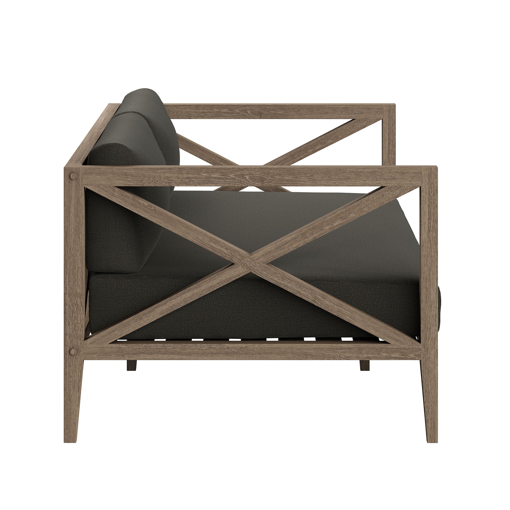 Northlake Outdoor Patio Teak Loveseat, Flint Gray