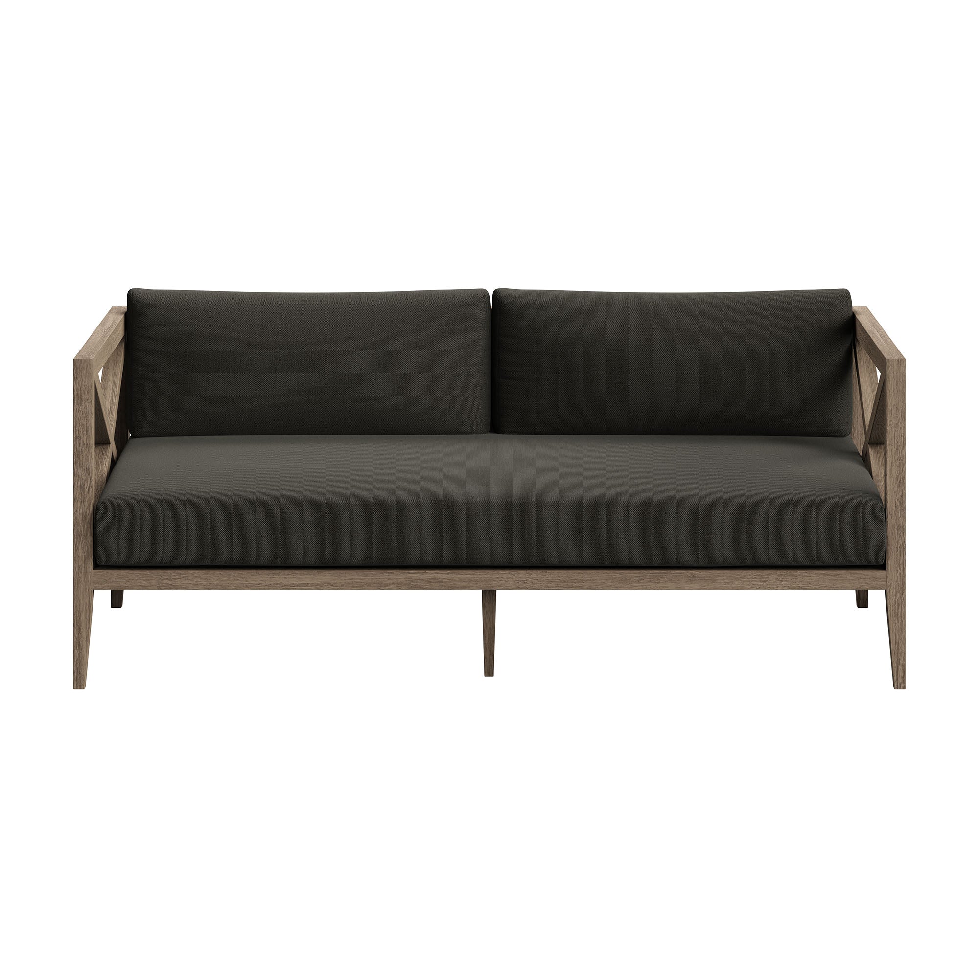 Northlake Outdoor Patio Teak Loveseat, Flint Gray