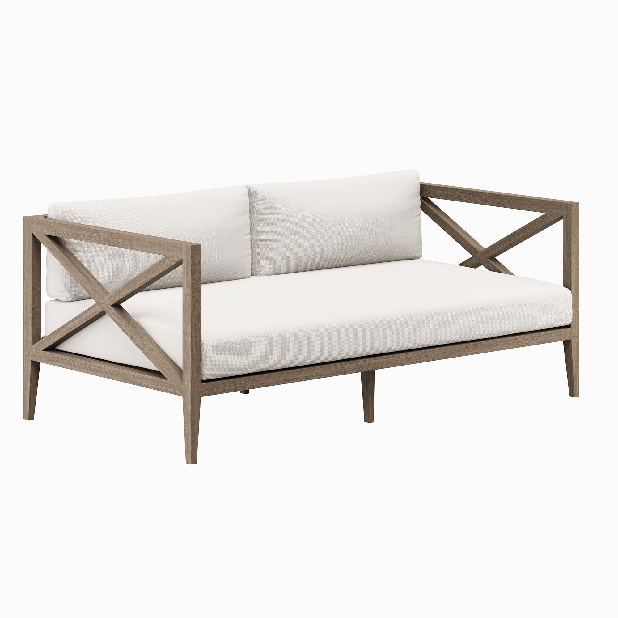 Northlake Outdoor Patio Teak Loveseat, Weathered Gray