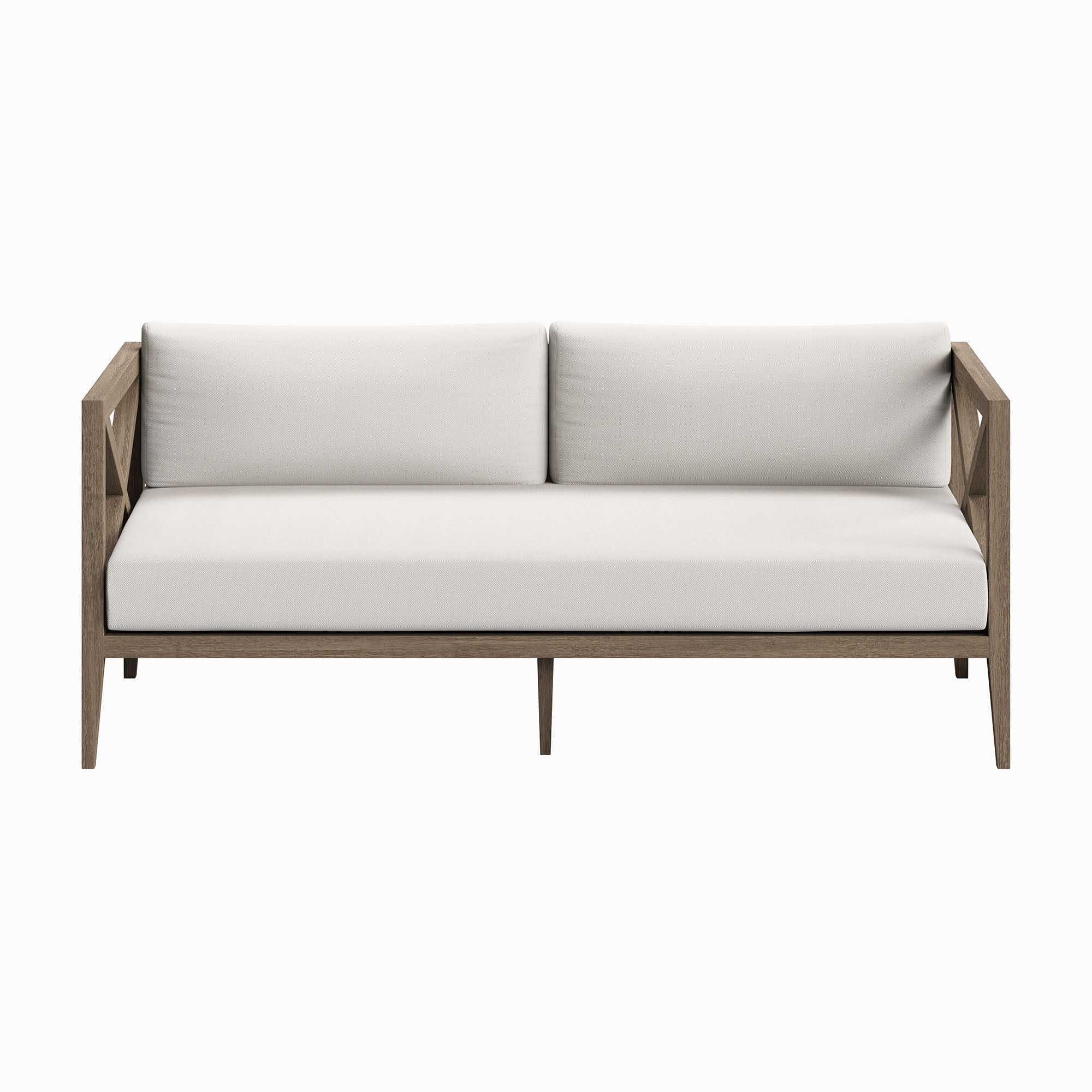 Northlake Outdoor Patio Teak Loveseat, Weathered Gray