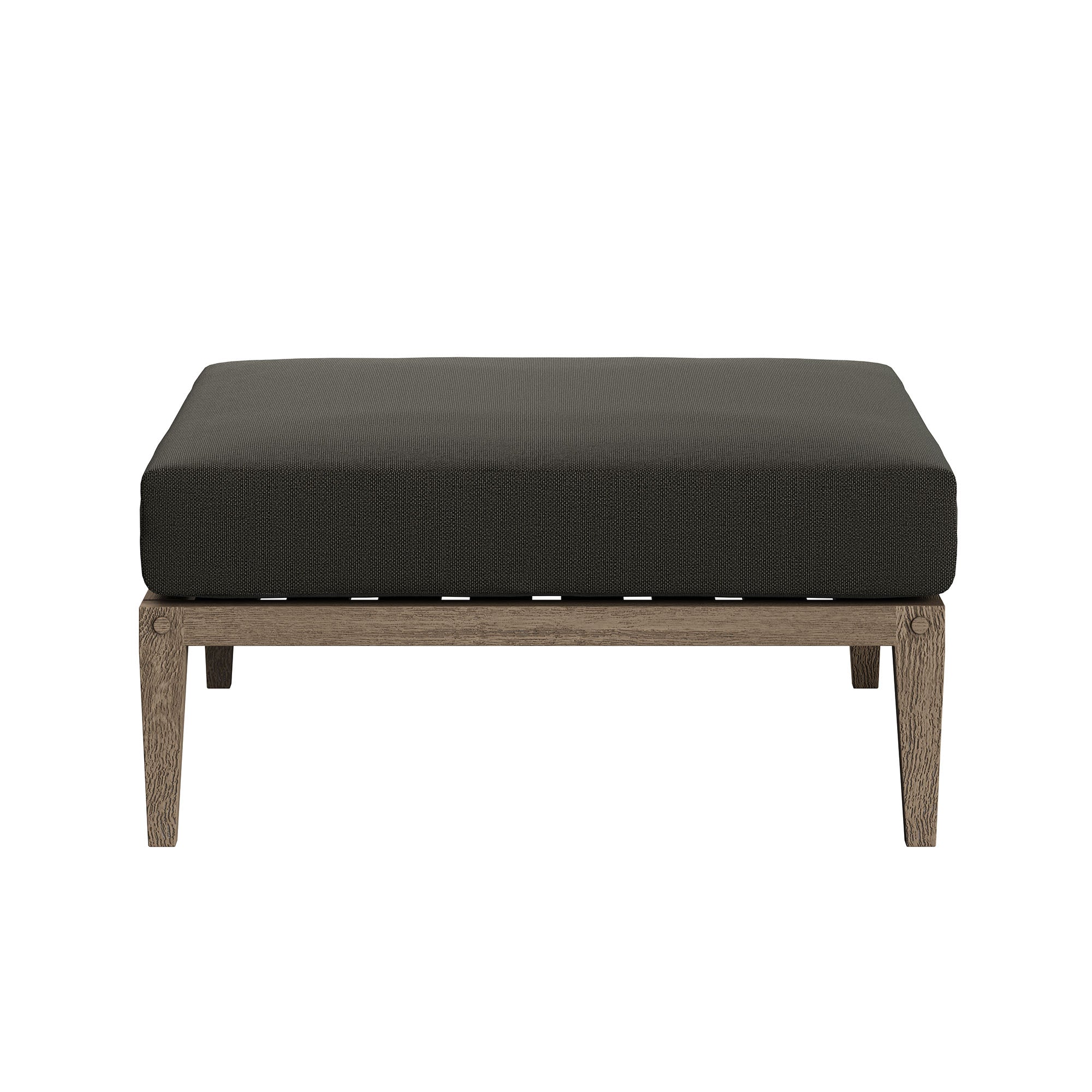 Northlake Outdoor Patio Teak Ottoman, Flint Gray