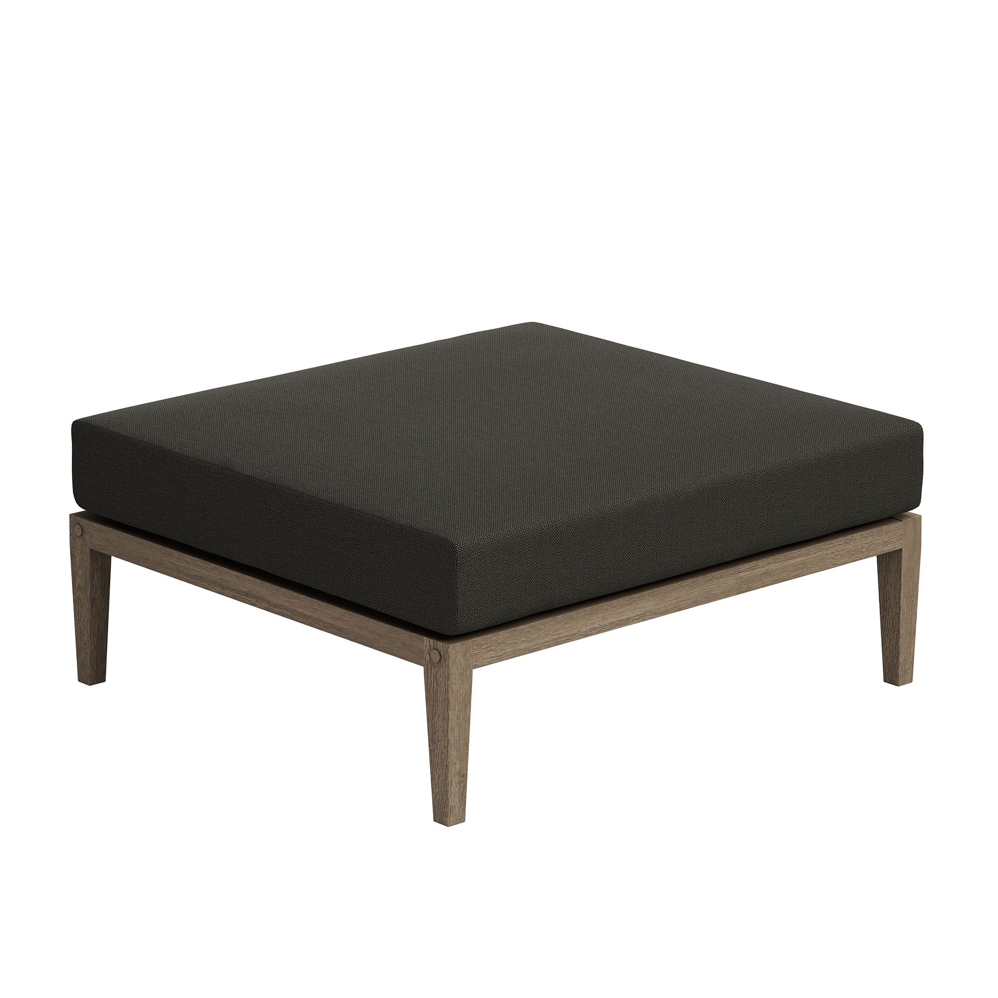 Northlake Outdoor Patio Teak Ottoman, Flint Gray