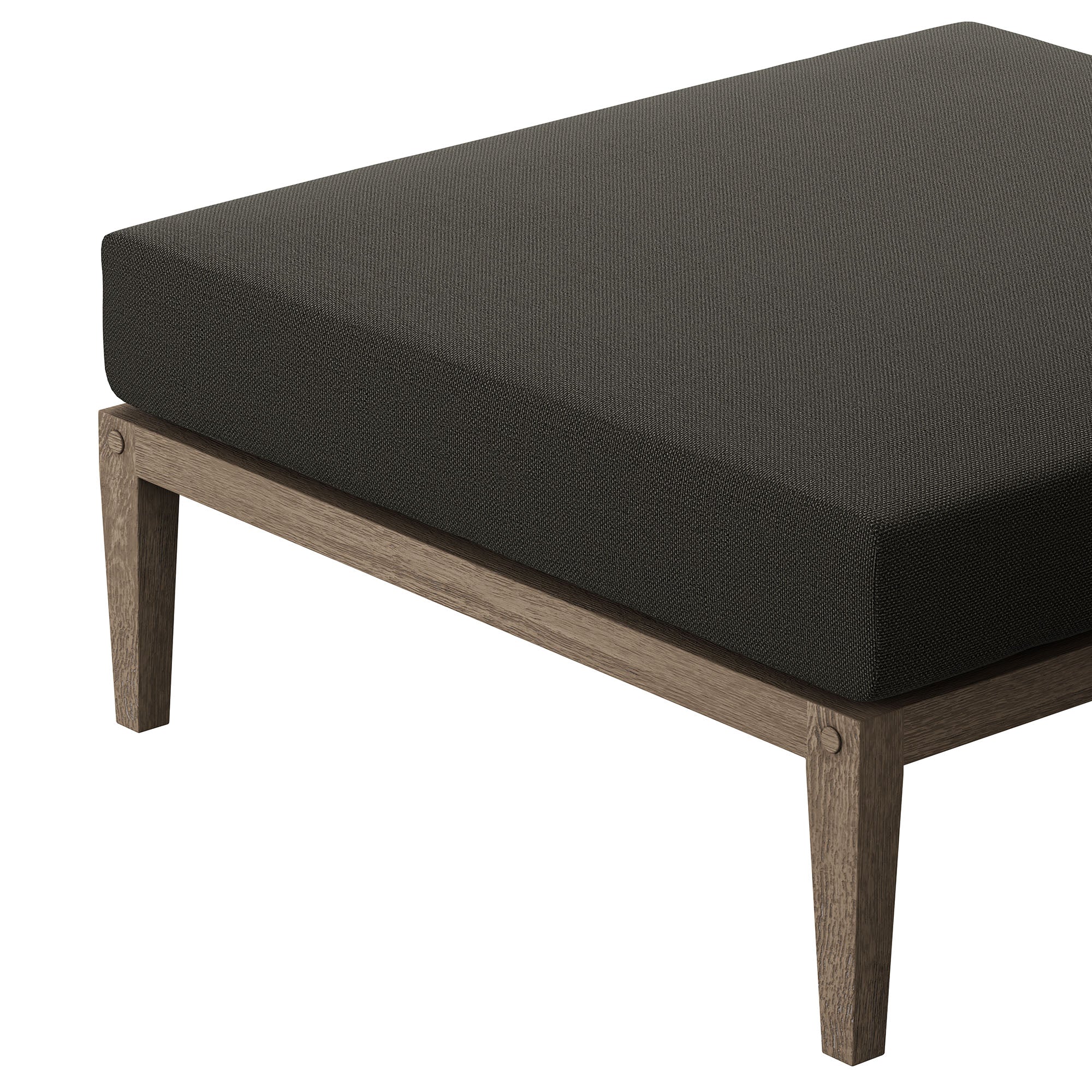 Northlake Outdoor Patio Teak Ottoman, Flint Gray