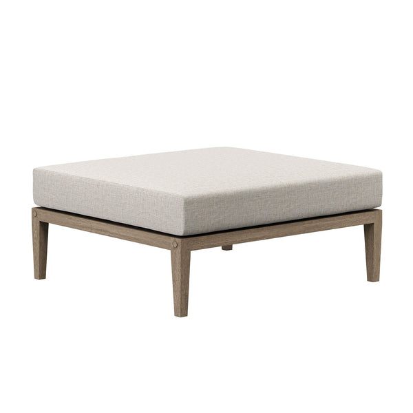 Northlake Outdoor Patio Teak Ottoman, Pebble