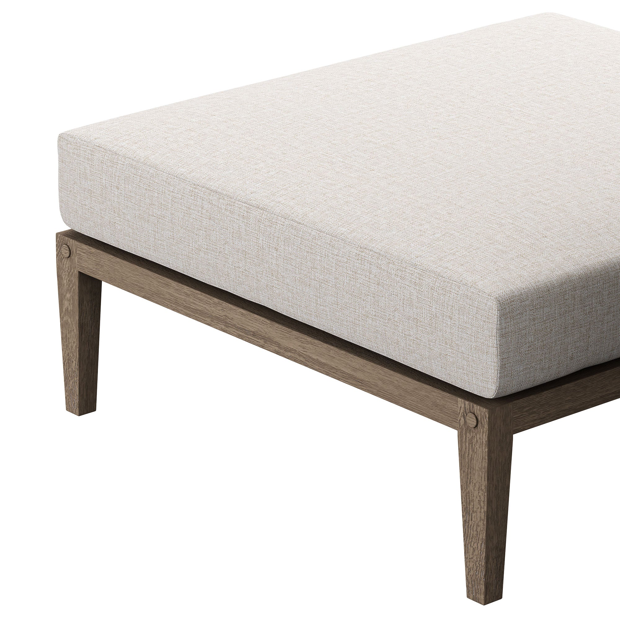 Northlake Outdoor Patio Teak Ottoman, Pebble