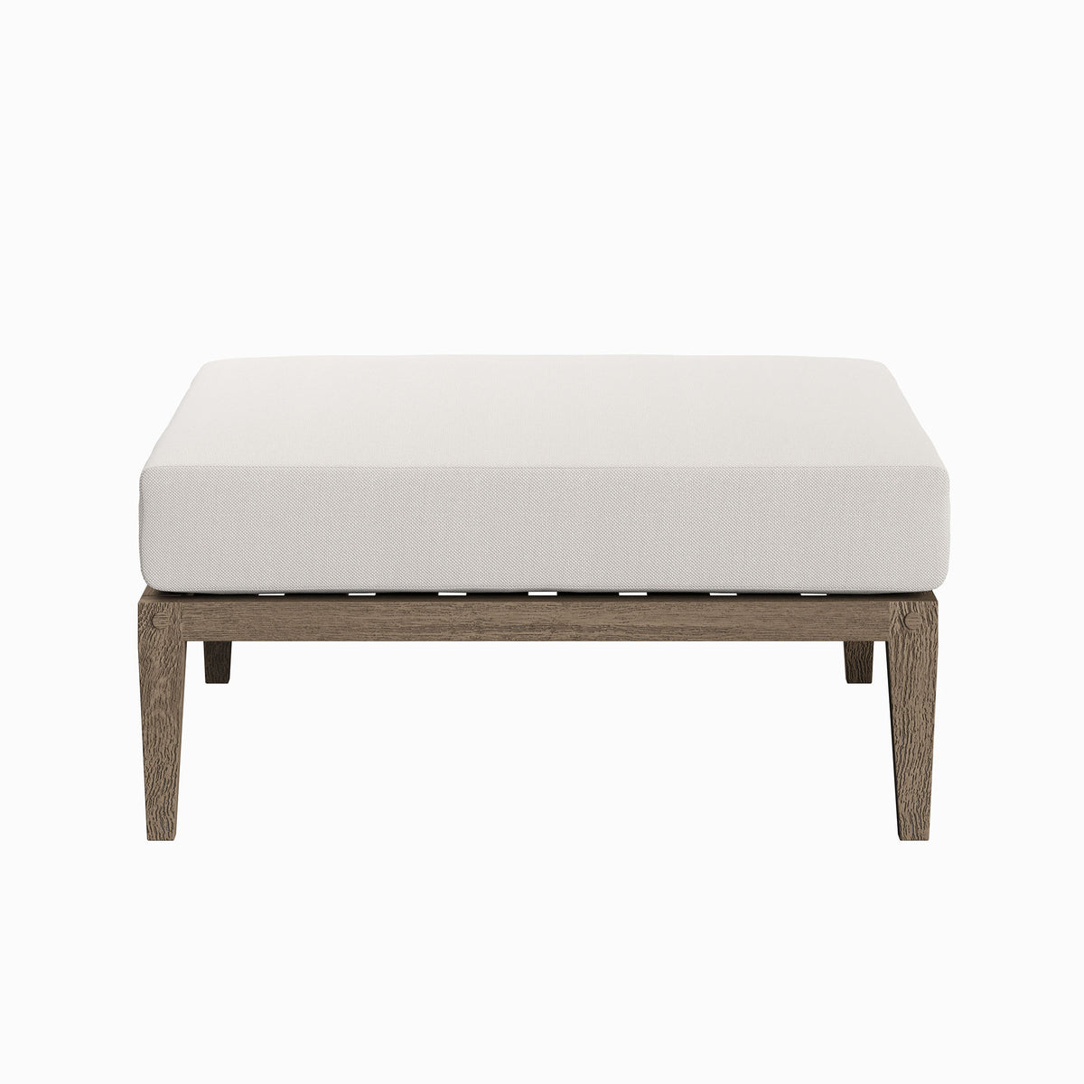 Northlake Outdoor Patio Teak Ottoman, Weathered Gray