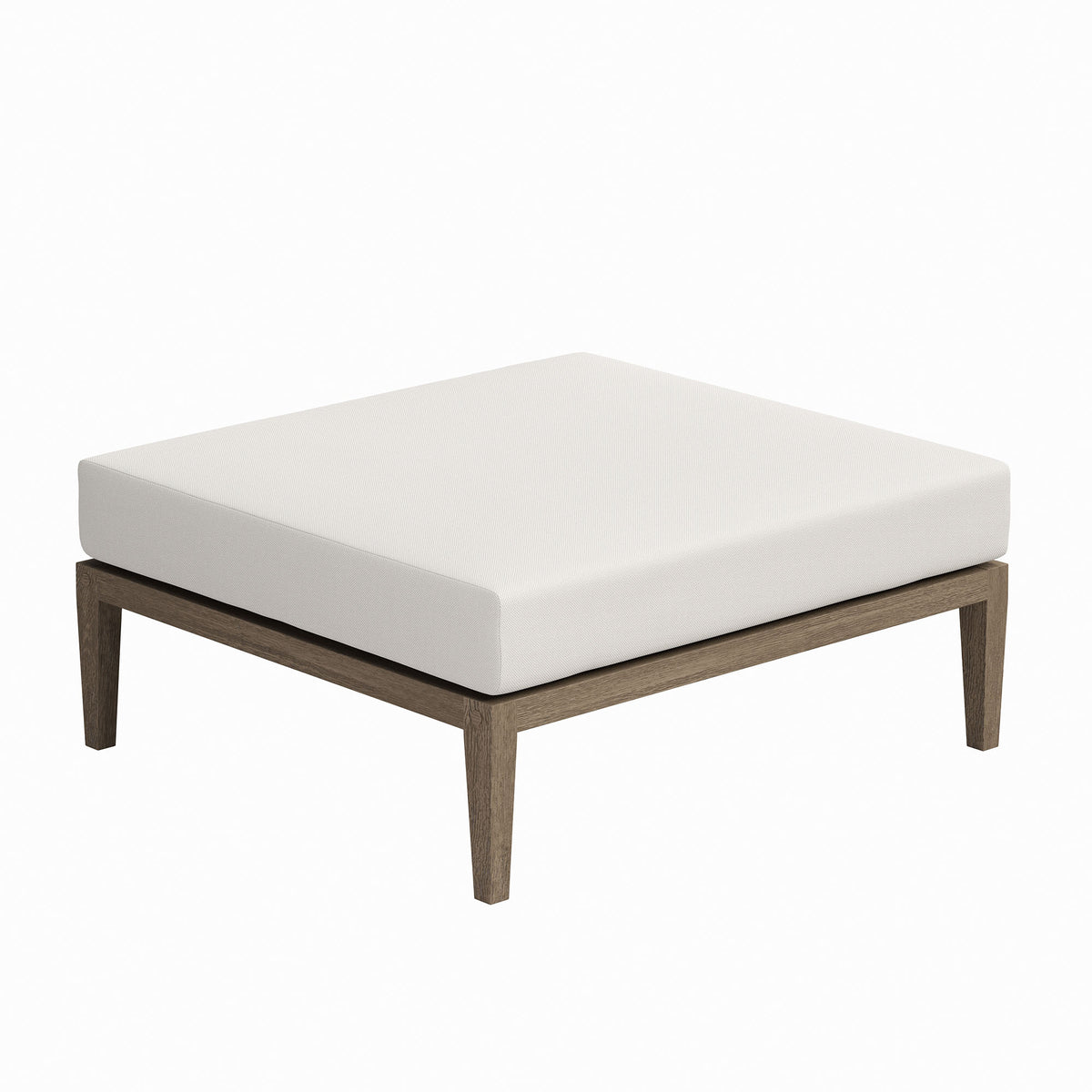Northlake Outdoor Patio Teak Ottoman, Weathered Gray
