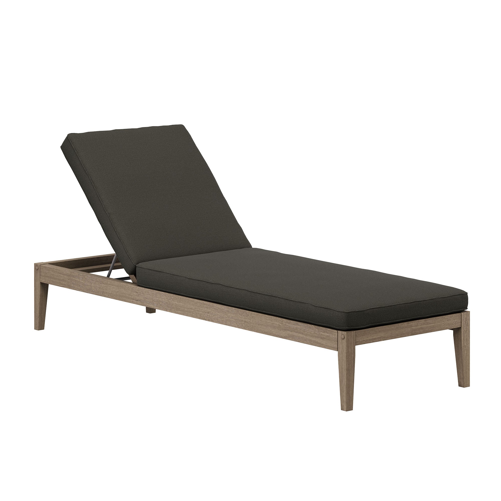 Northlake Outdoor Patio Teak Chaise Lounge, Flint Gray