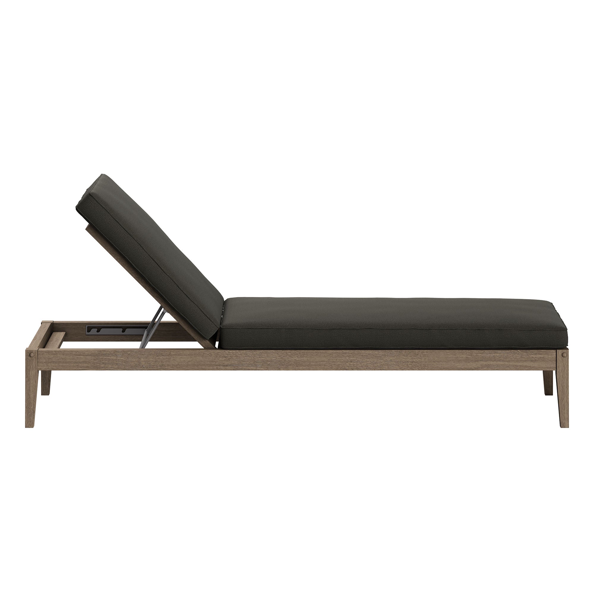 Northlake Outdoor Patio Teak Chaise Lounge, Flint Gray
