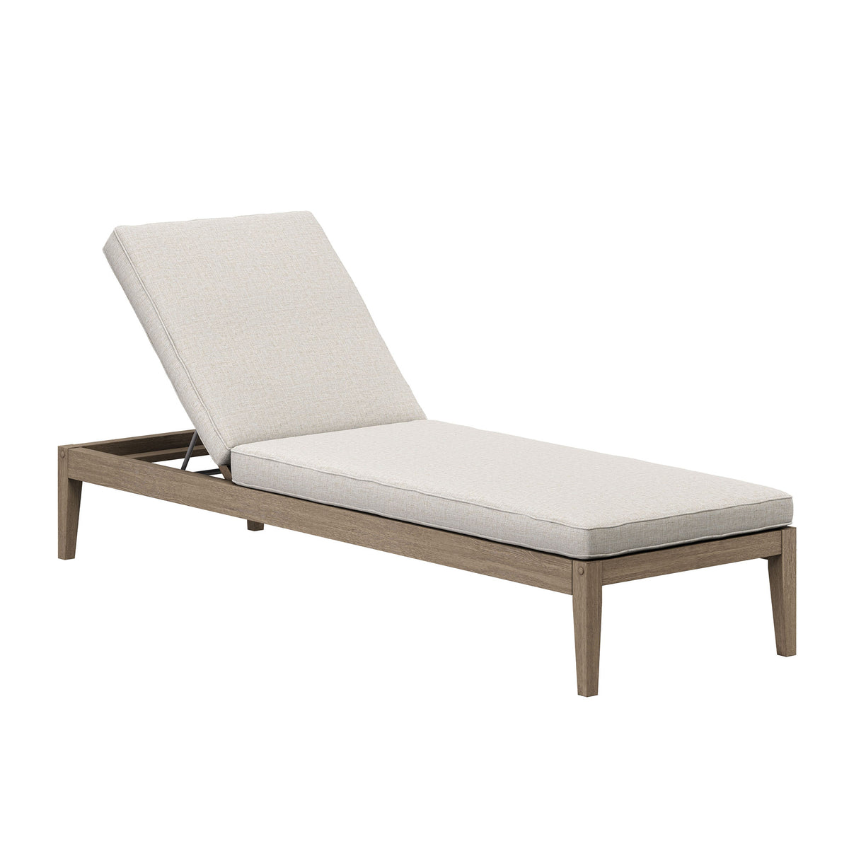 Northlake 3-Piece Outdoor Patio Teak Wood Furniture Set with Chaise Lounges and Side Table, Pebble