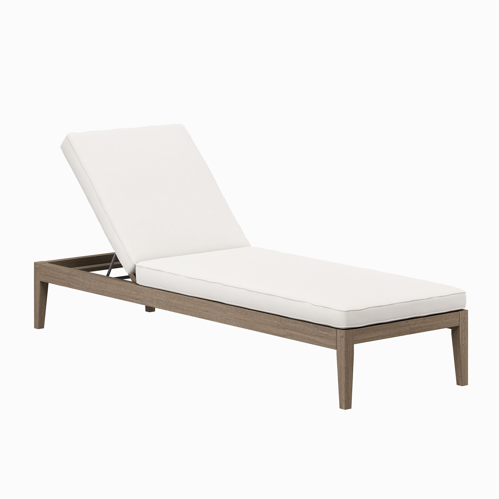 Northlake Outdoor Patio Teak Chaise Lounge, Weathered Gray White