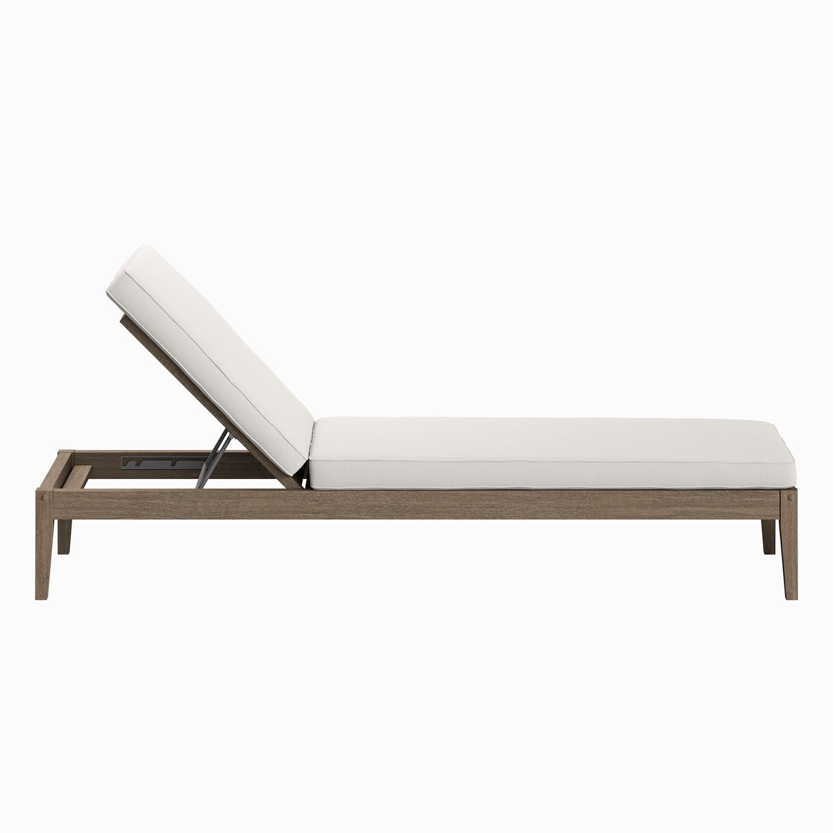 Northlake Outdoor Patio Teak Chaise Lounge, Weathered Gray White