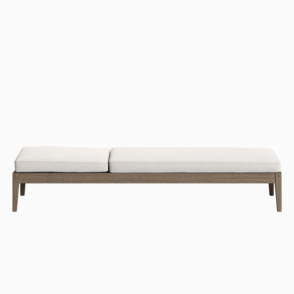 Northlake Outdoor Patio Teak Chaise Lounge, Weathered Gray White