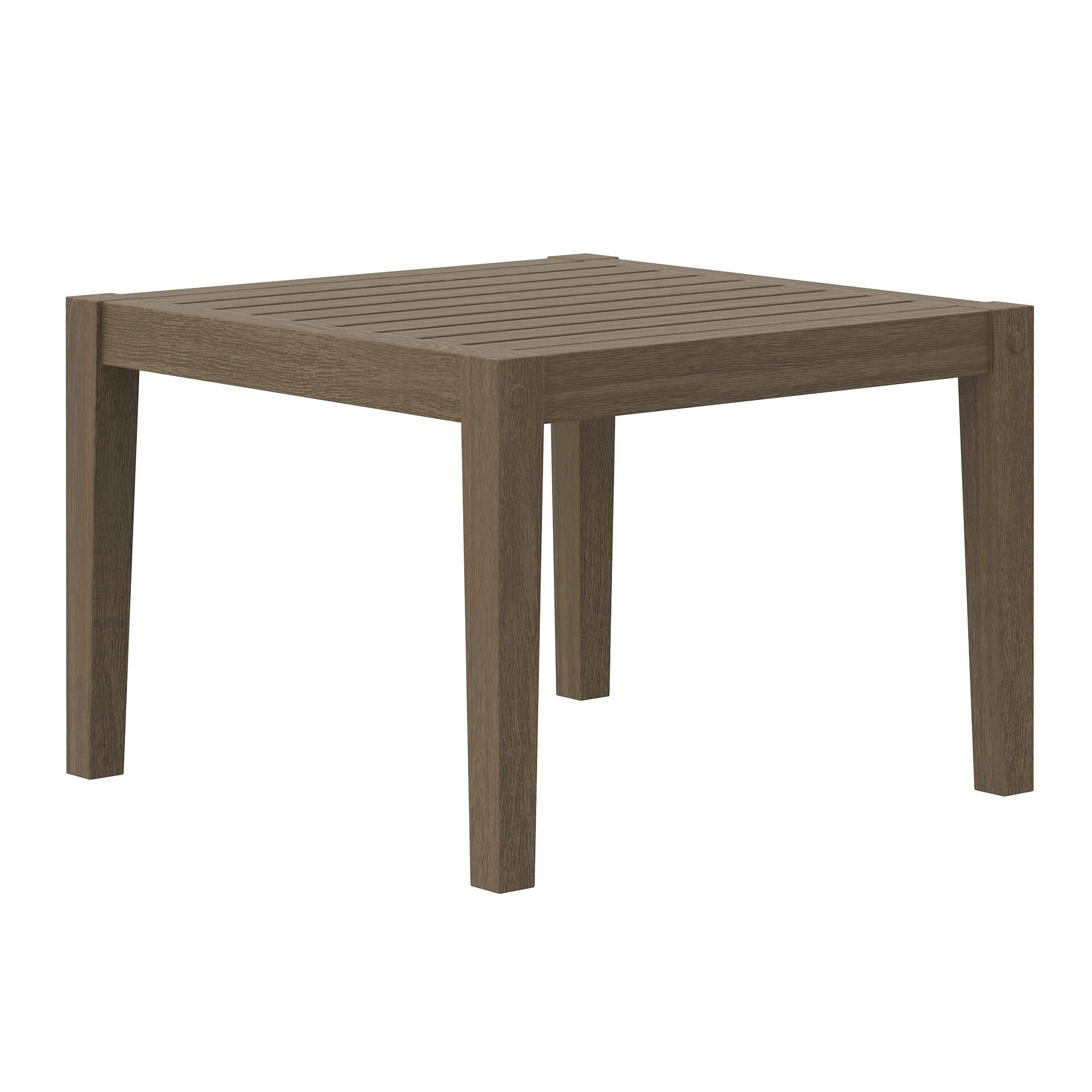Northlake Square Outdoor Patio Teak Side Table, Weathered Gray