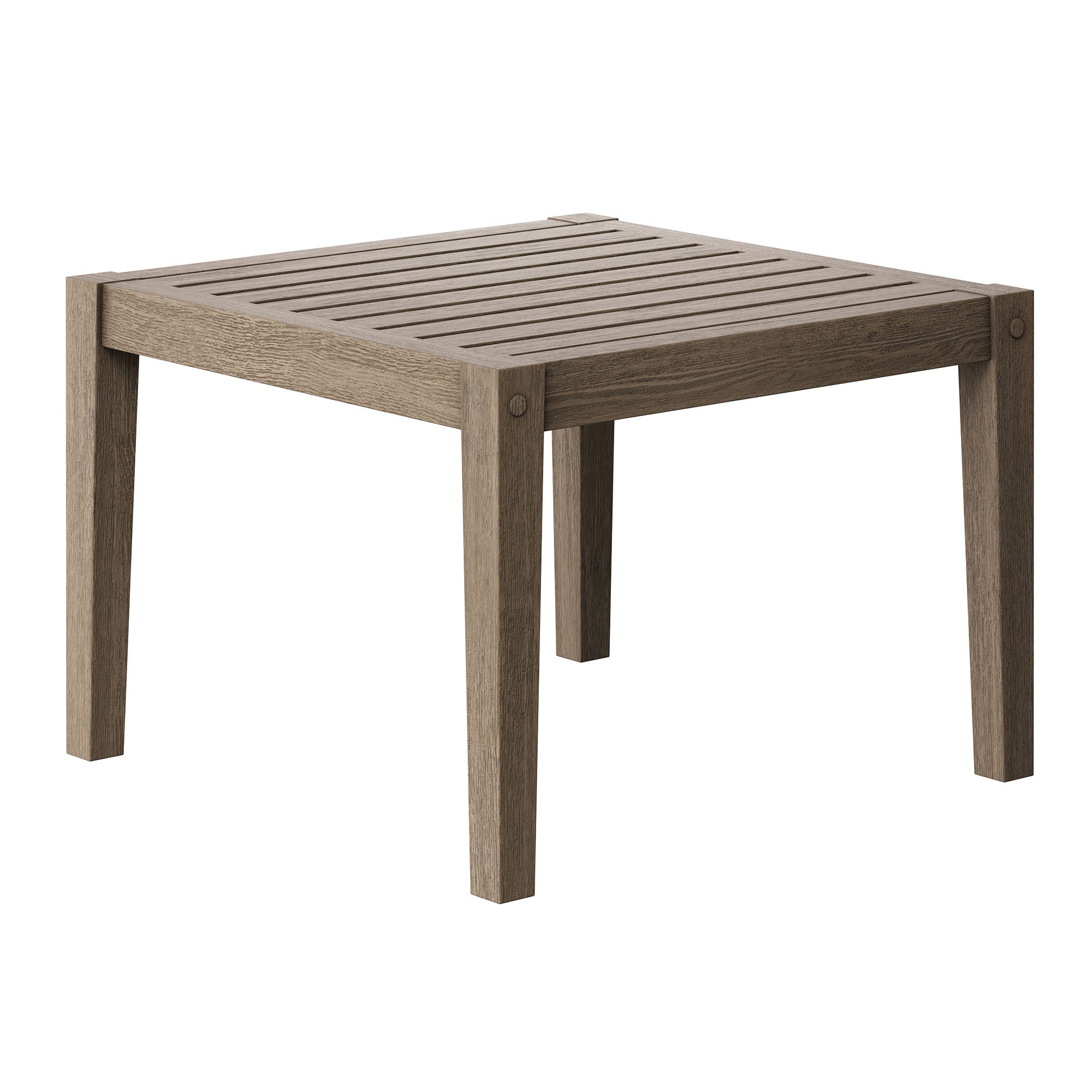 Northlake Square Outdoor Patio Teak Side Table, Weathered Gray