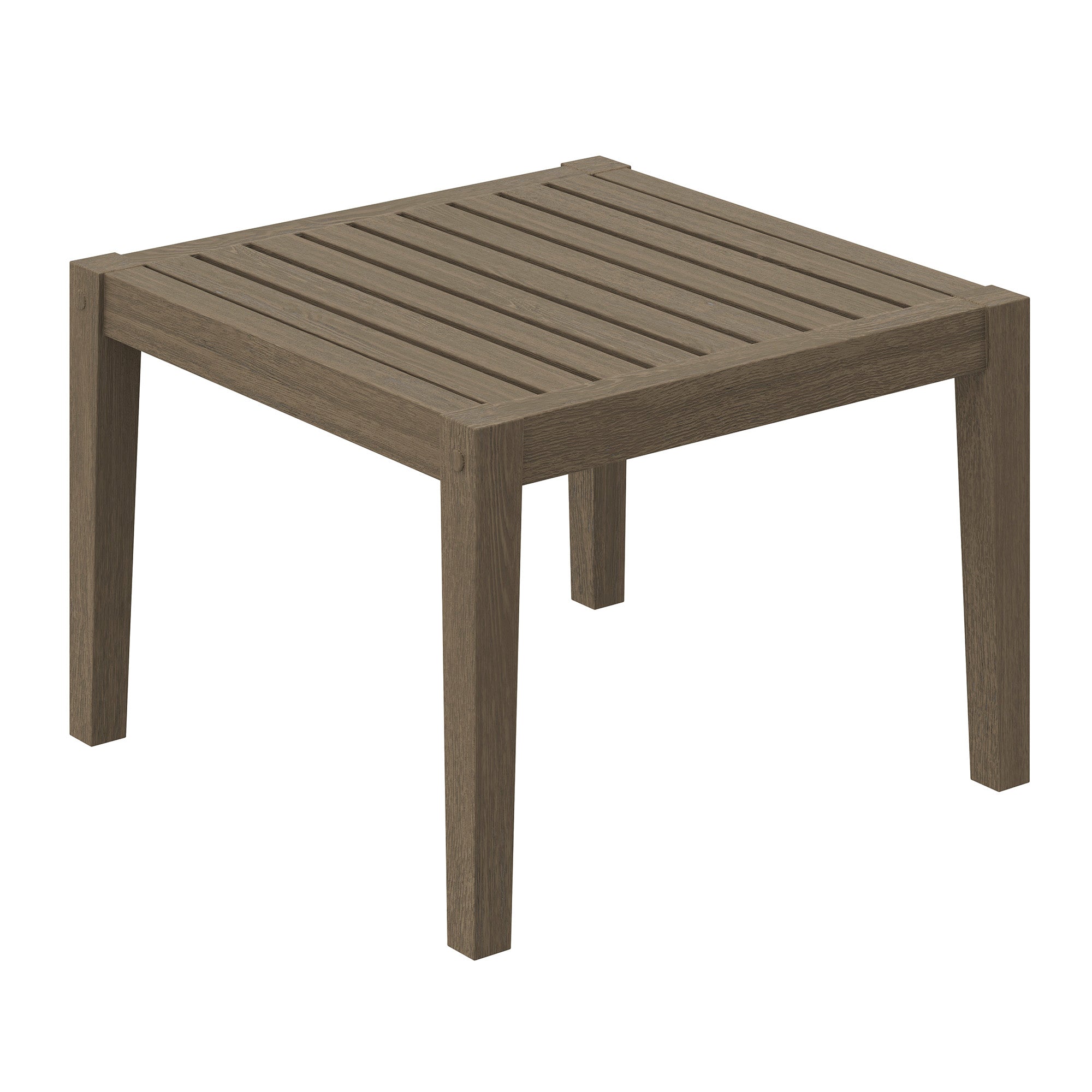 Northlake Square Outdoor Patio Teak Side Table, Weathered Gray