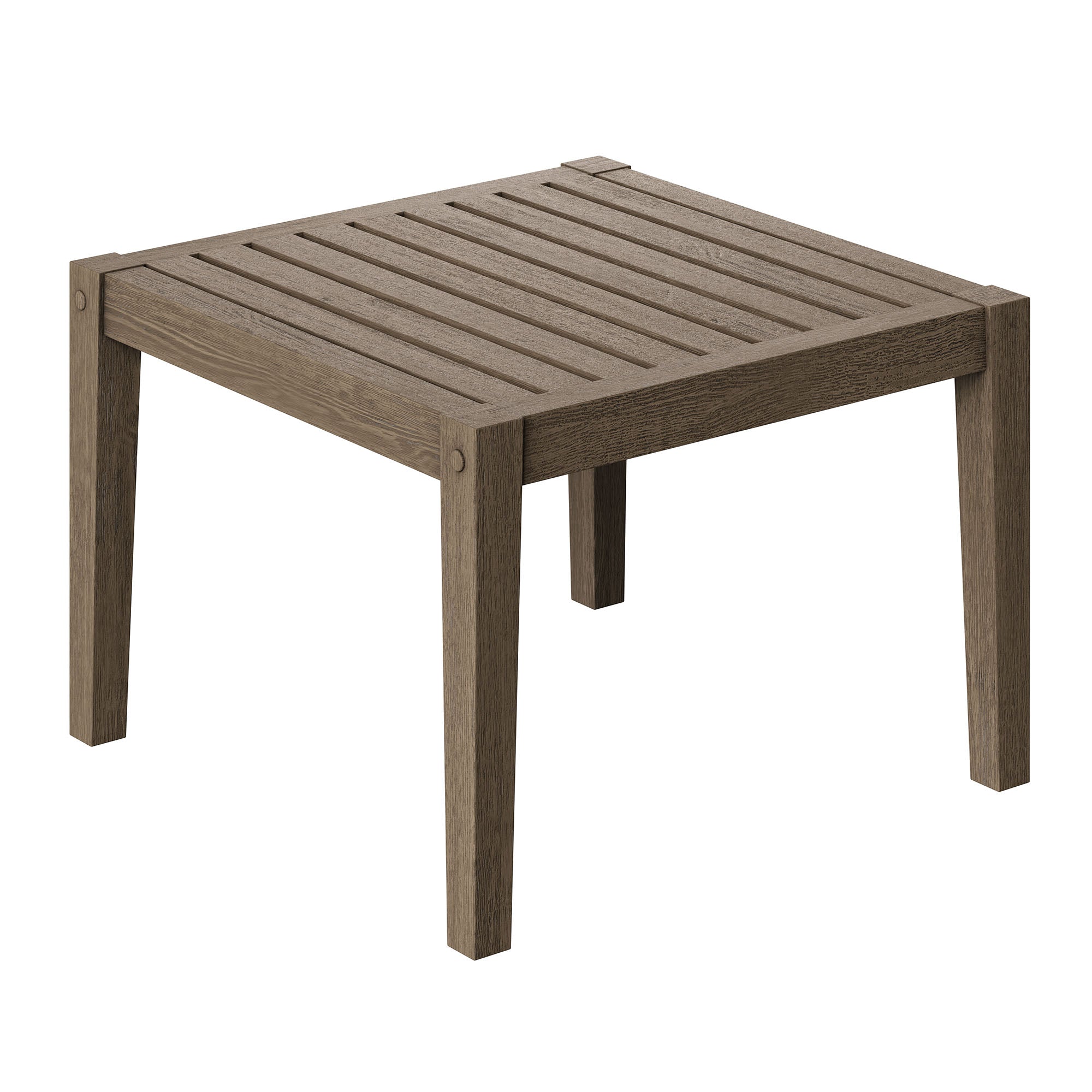 Northlake Square Outdoor Patio Teak Side Table, Weathered Gray