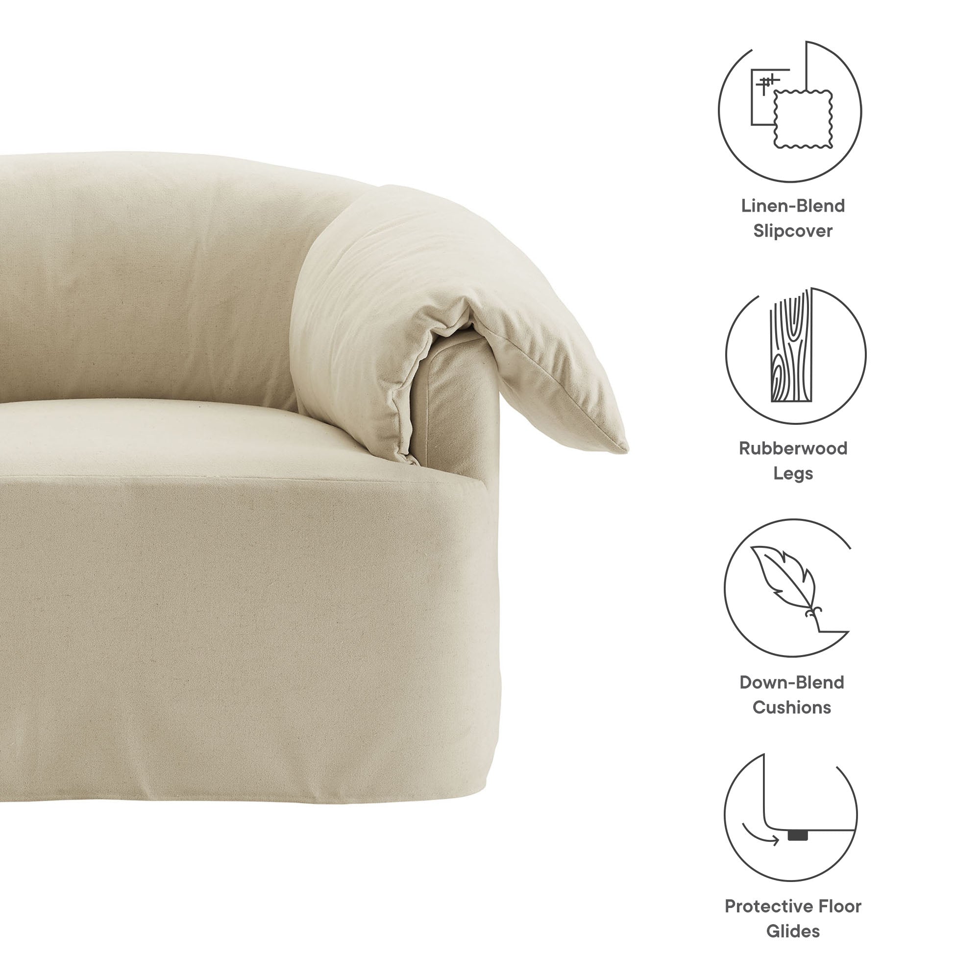 Lark Slipcovered Fabric Oversized Armchair, Linen