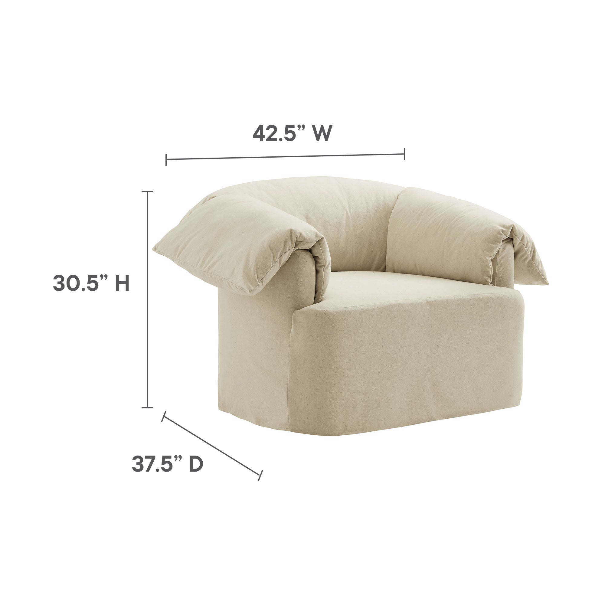 Lark Slipcovered Fabric Oversized Armchair, Linen