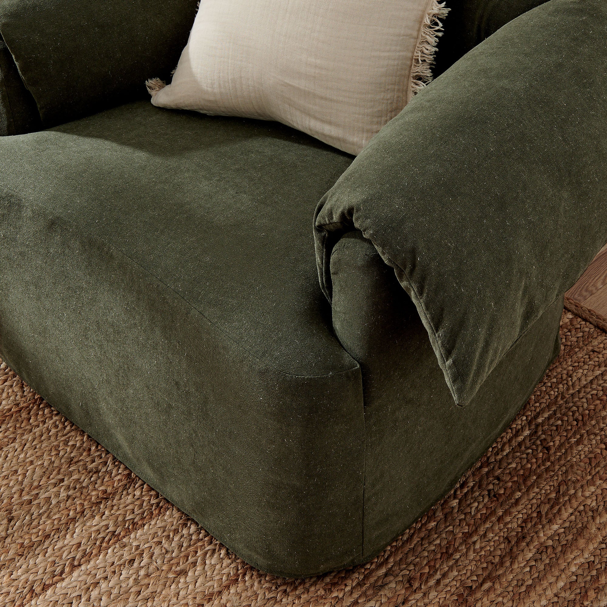 Lark Slipcovered Fabric Oversized Armchair, Sage
