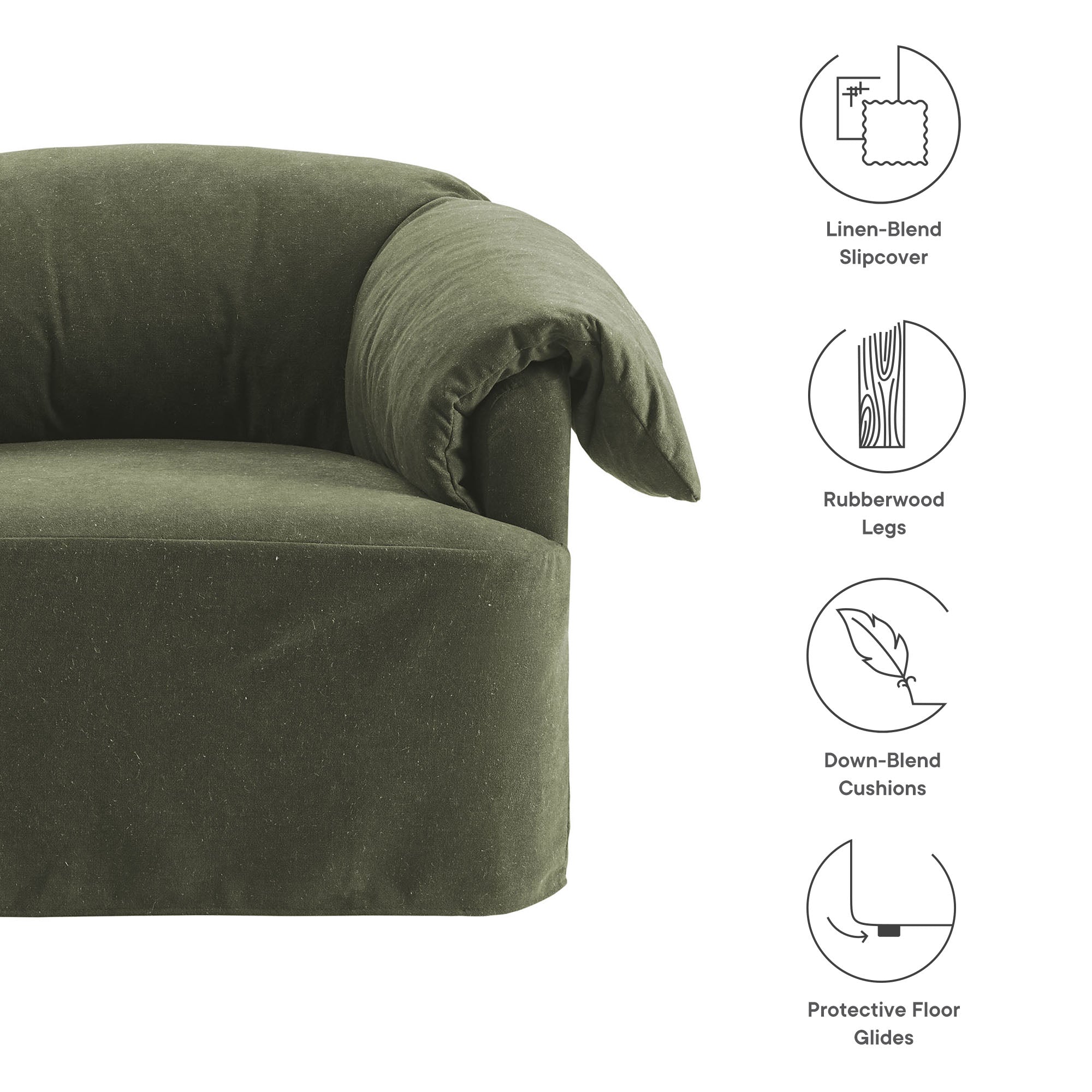 Lark Slipcovered Fabric Oversized Armchair, Sage