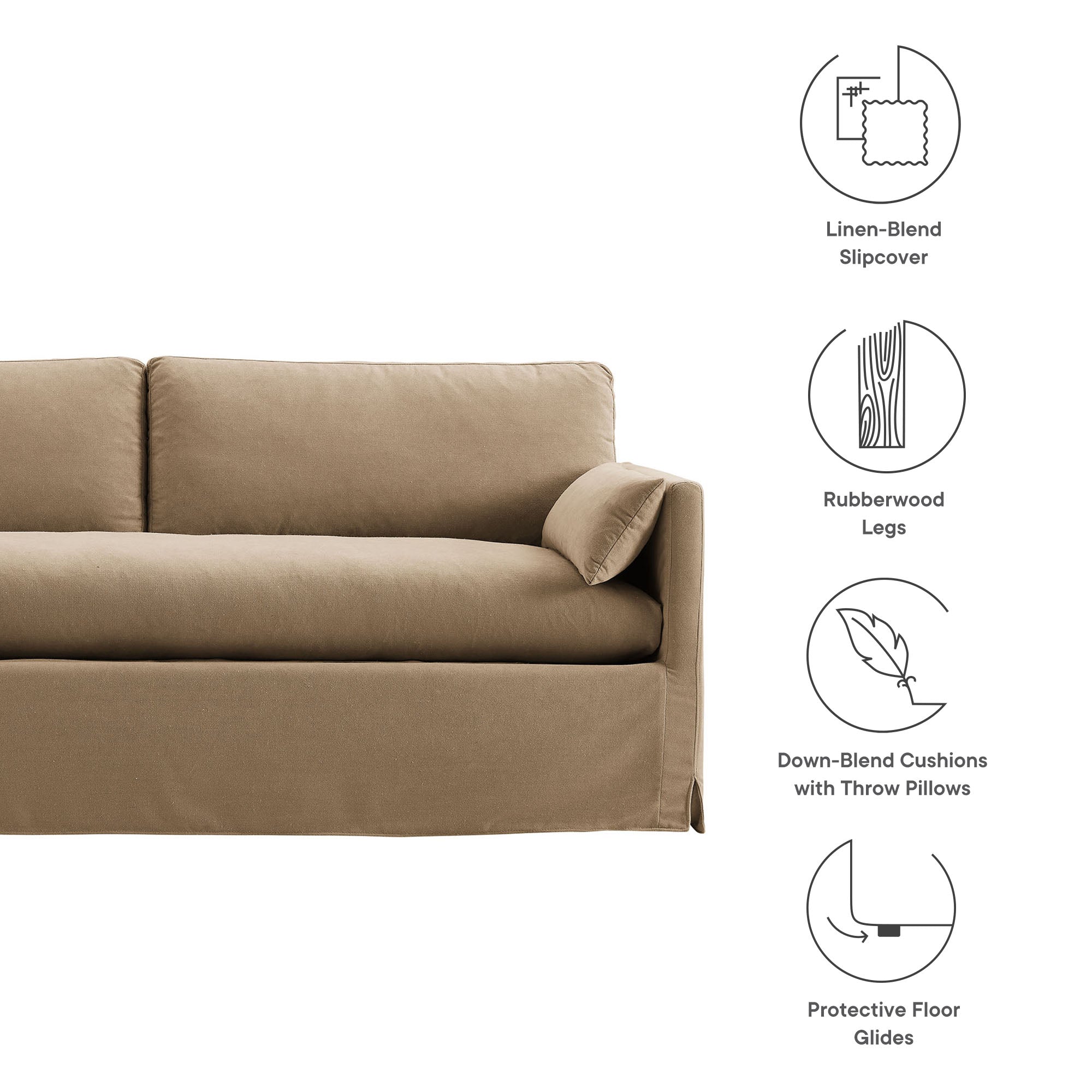 Wellfleet 85" Slipcovered Fabric Sofa, Almond
