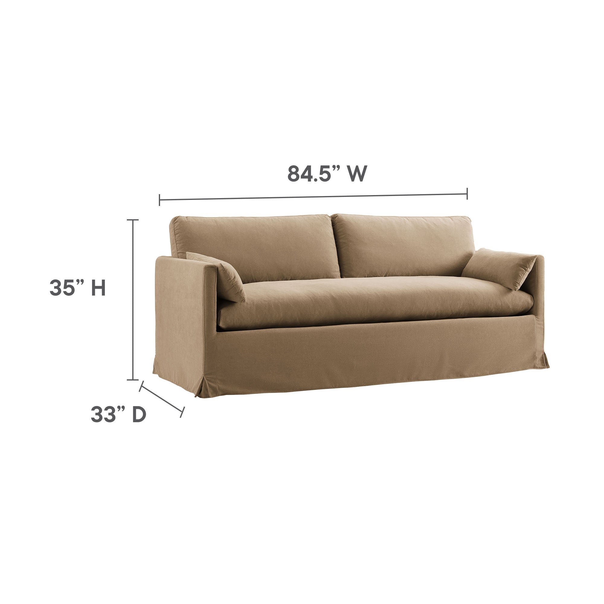 Wellfleet 85" Slipcovered Fabric Sofa, Almond