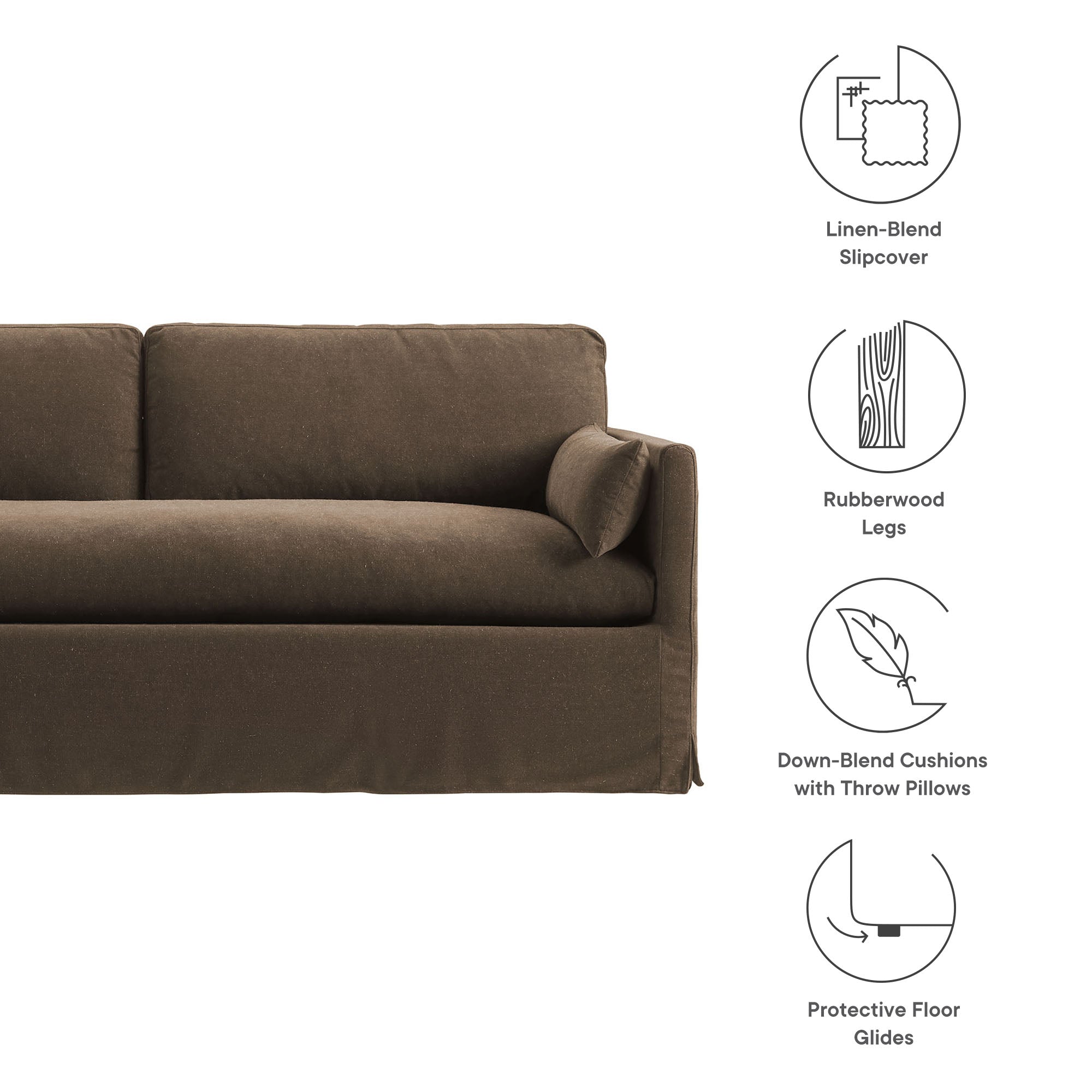 Wellfleet 85" Slipcovered Fabric Sofa, Cocoa