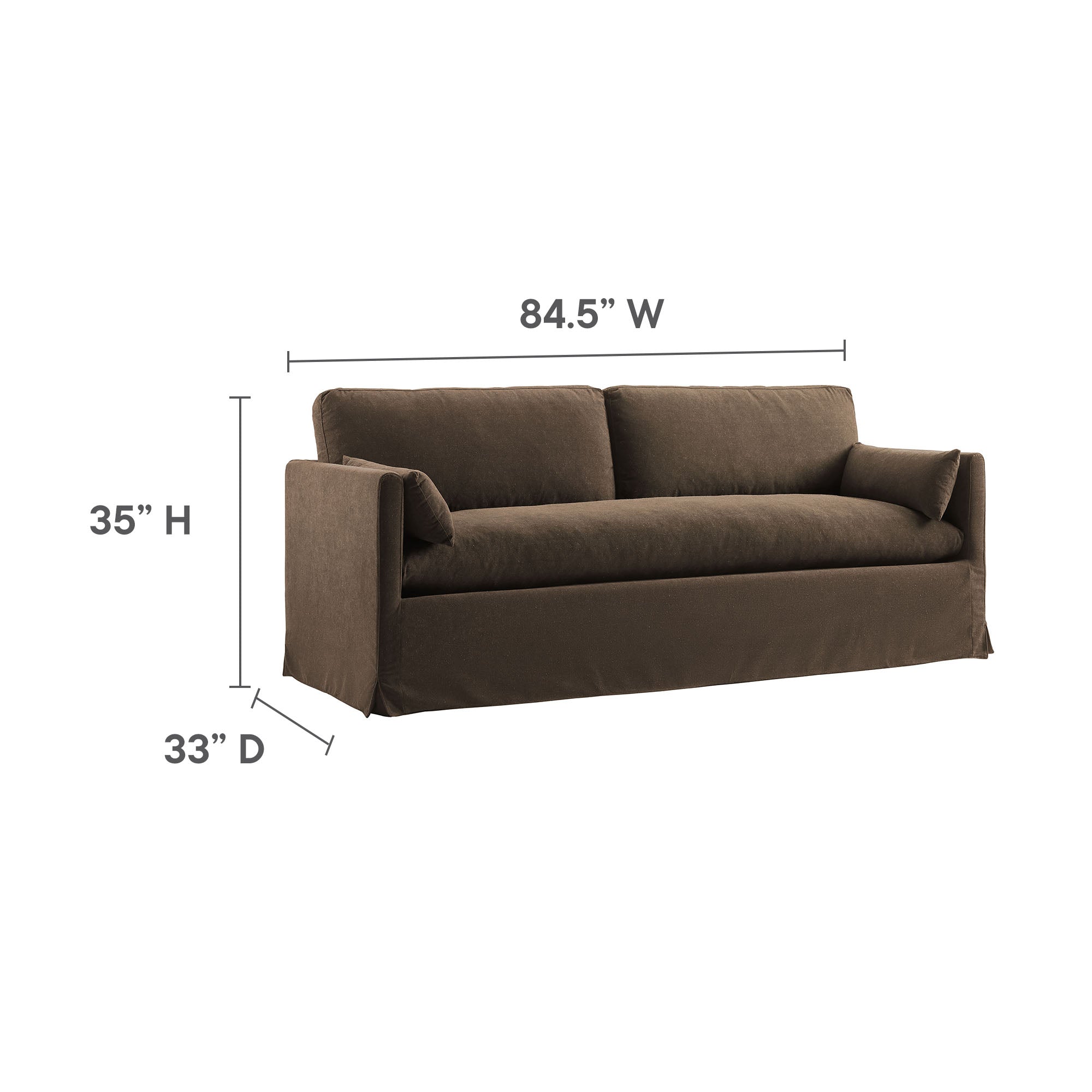 Wellfleet 85" Slipcovered Fabric Sofa, Cocoa