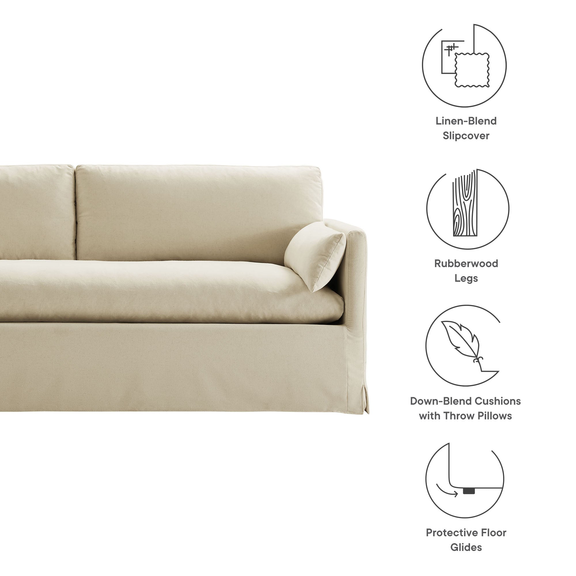 Wellfleet 85" Slipcovered Fabric Sofa, Linen