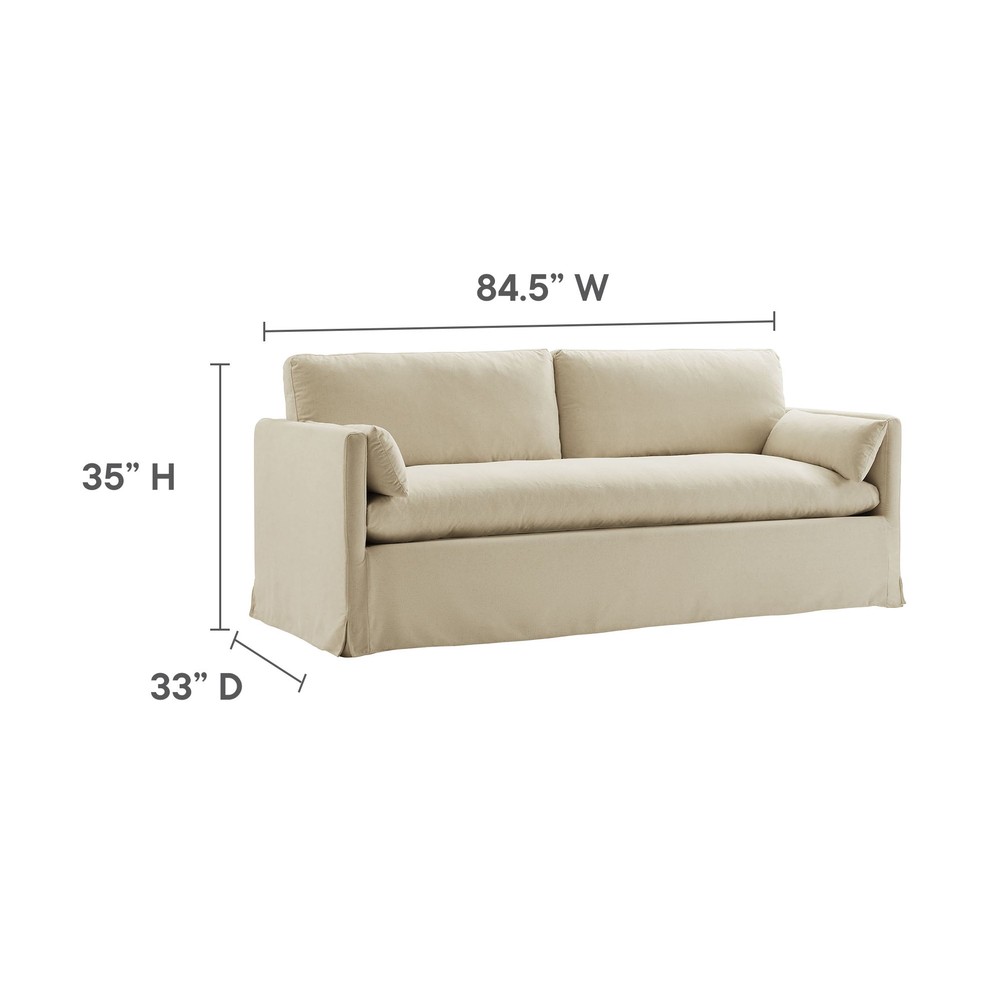 Wellfleet 85" Slipcovered Fabric Sofa, Linen