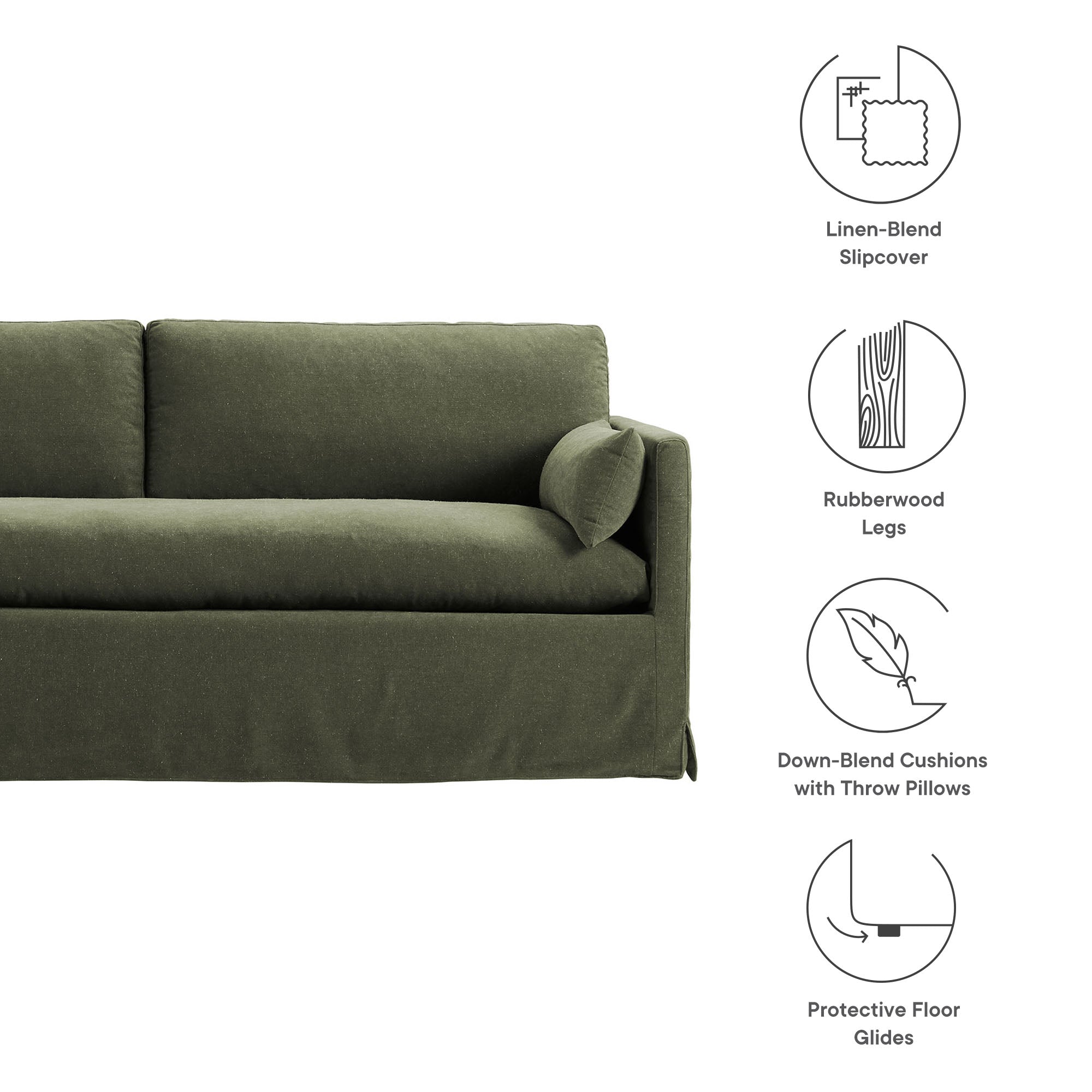 Wellfleet 85" Slipcovered Fabric Sofa, Sage